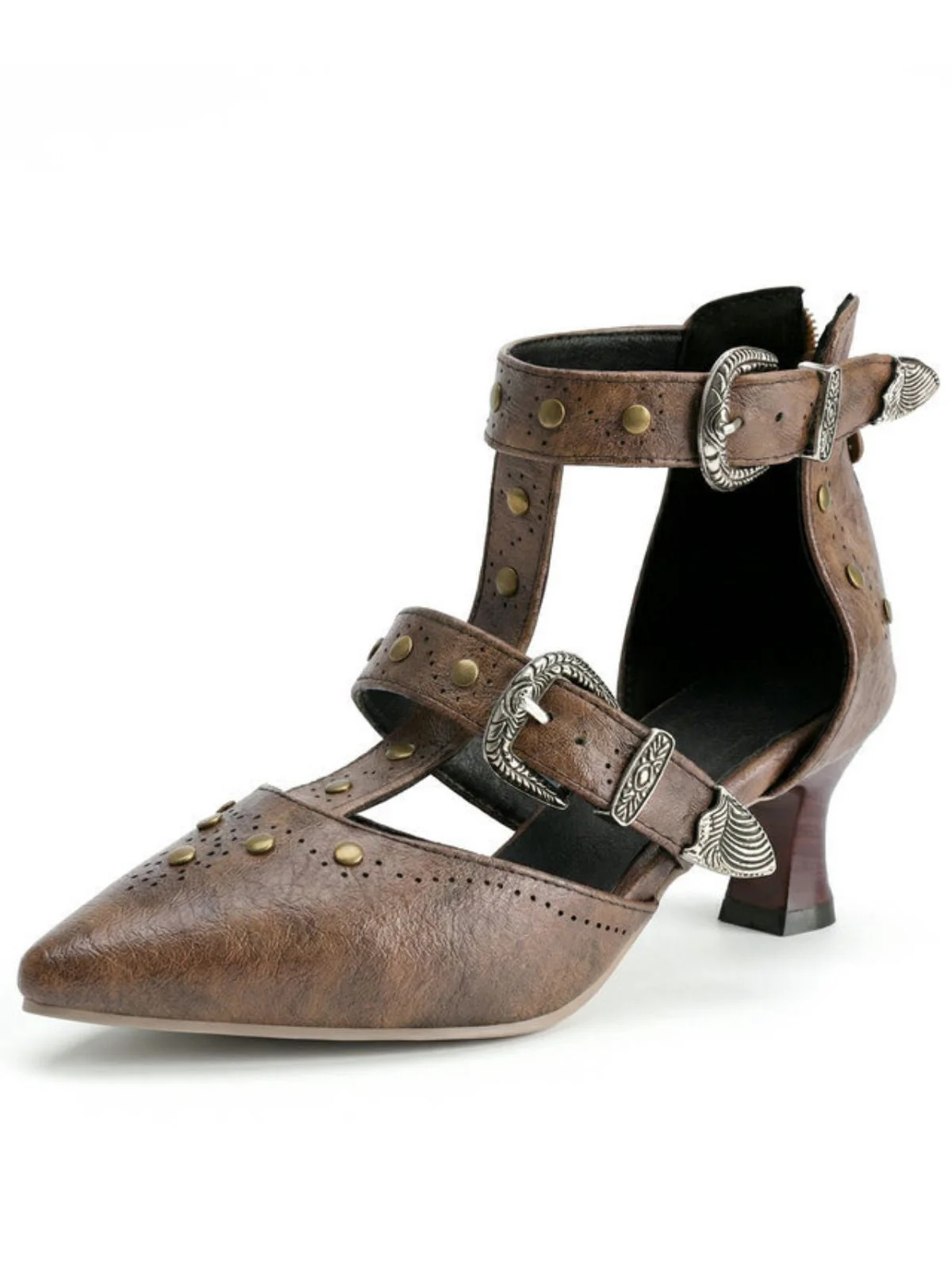 Vintage Kunstleder Spitz Nieten Sandalen - Image 8