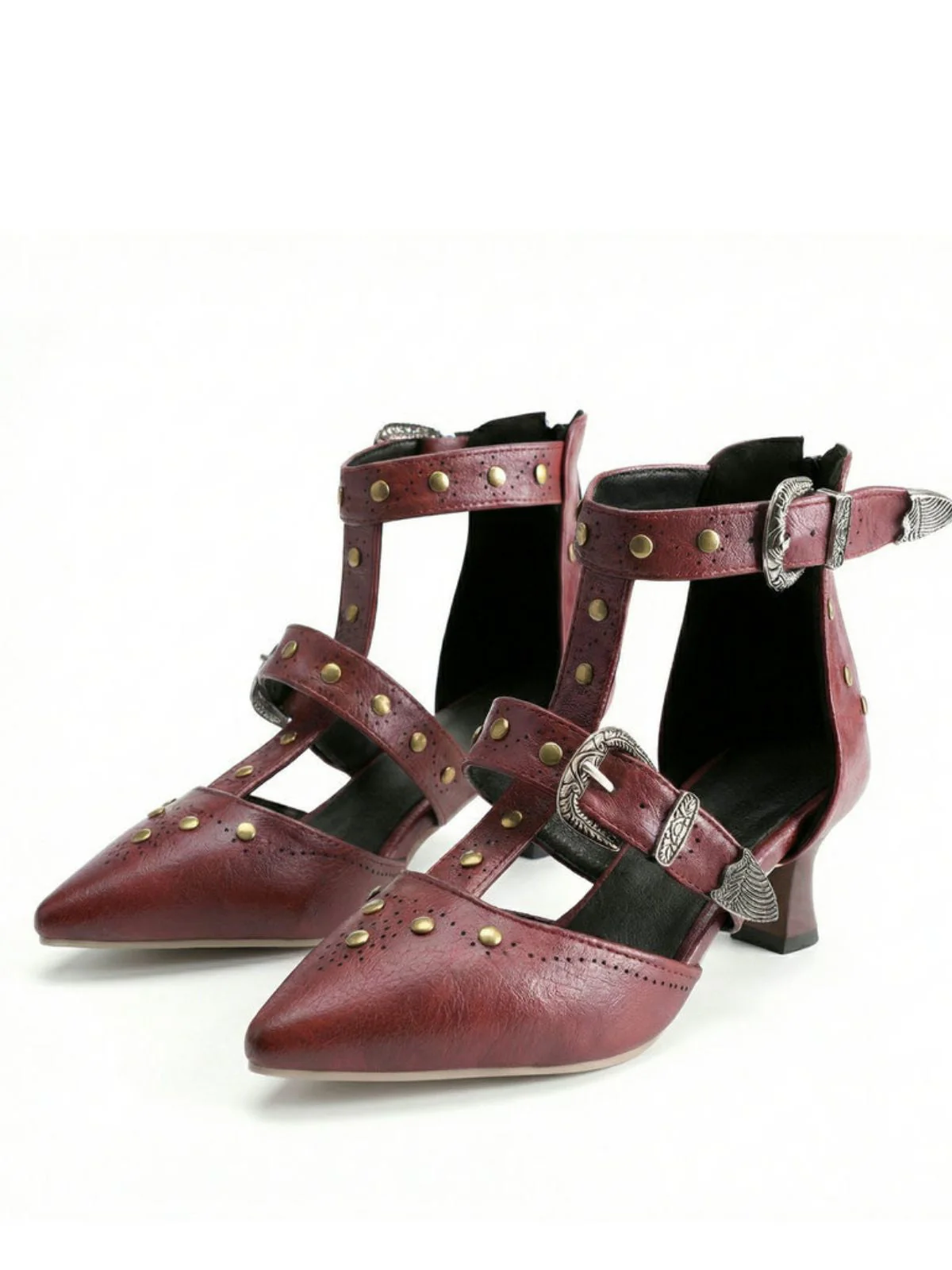 Vintage Kunstleder Spitz Nieten Sandalen - Image 9