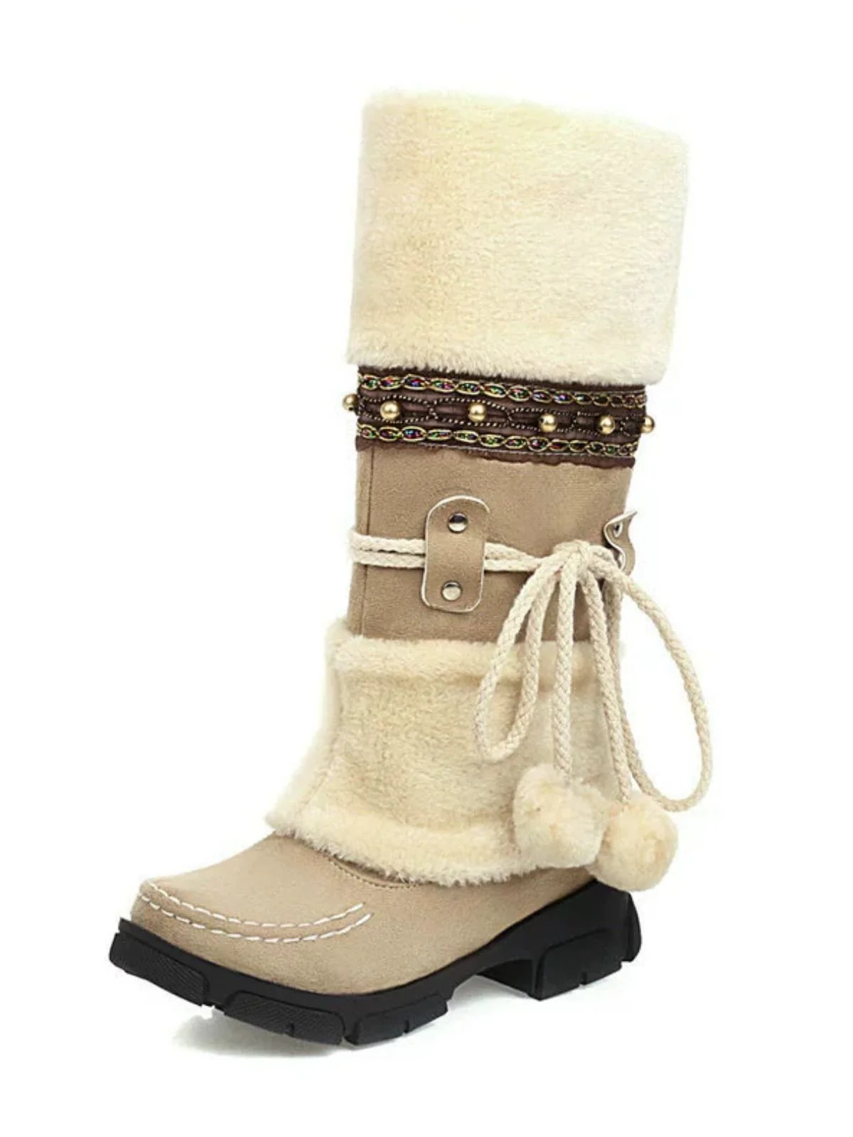 Vintage Kunstpelz Bommel Winter Schnee Stiefel - Image 10
