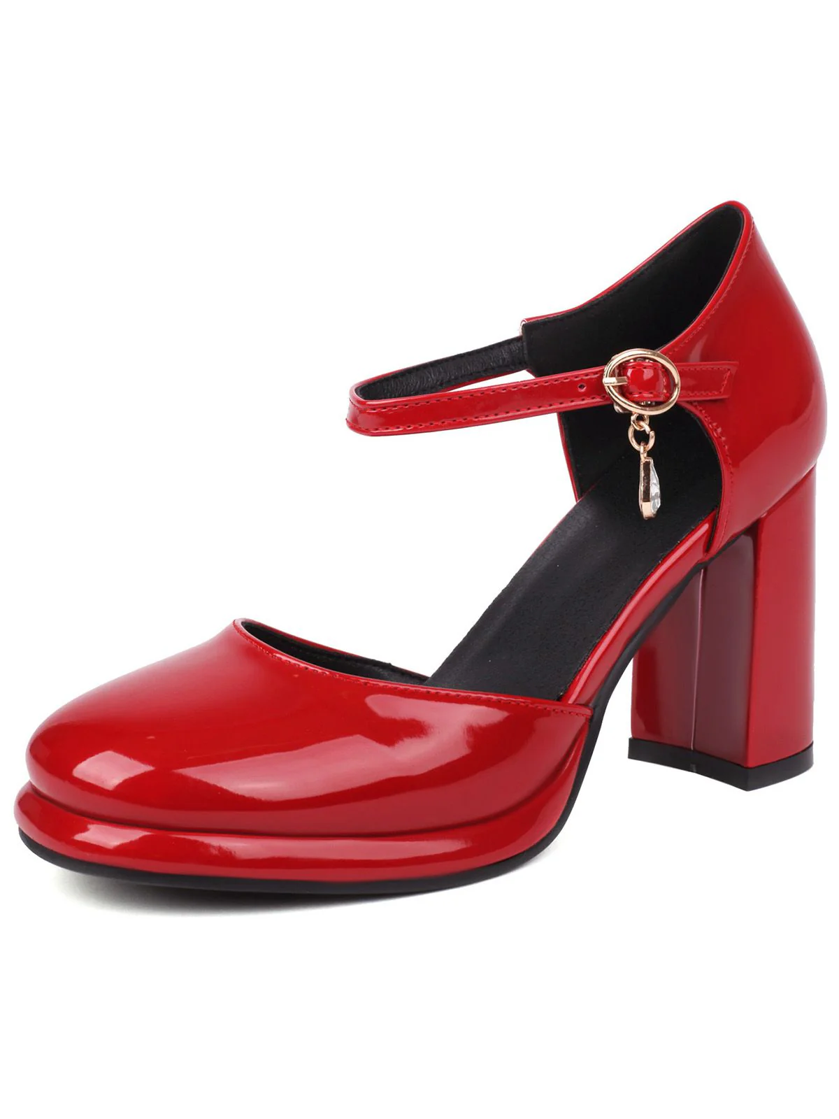 Vintage Lackleder Knöchelriemen Block Absatz Pumps - Image 12
