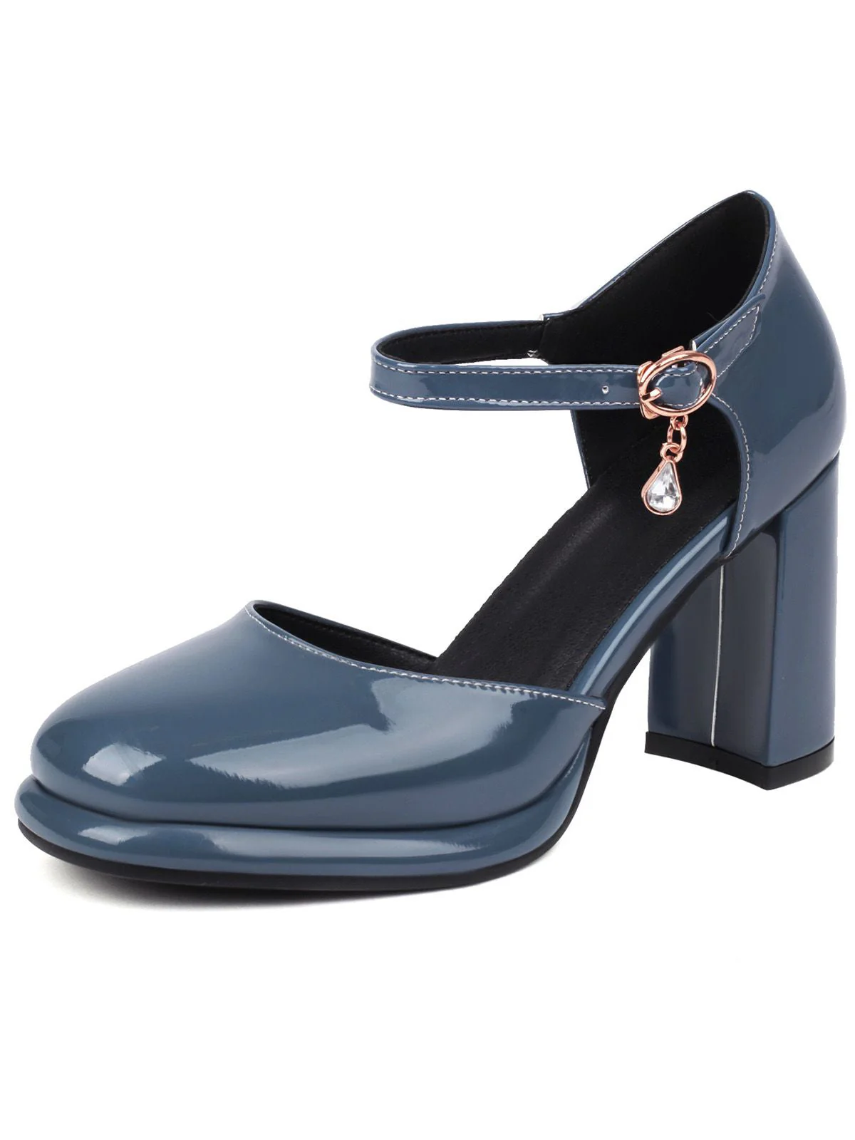 Vintage Lackleder Knöchelriemen Block Absatz Pumps - Image 9
