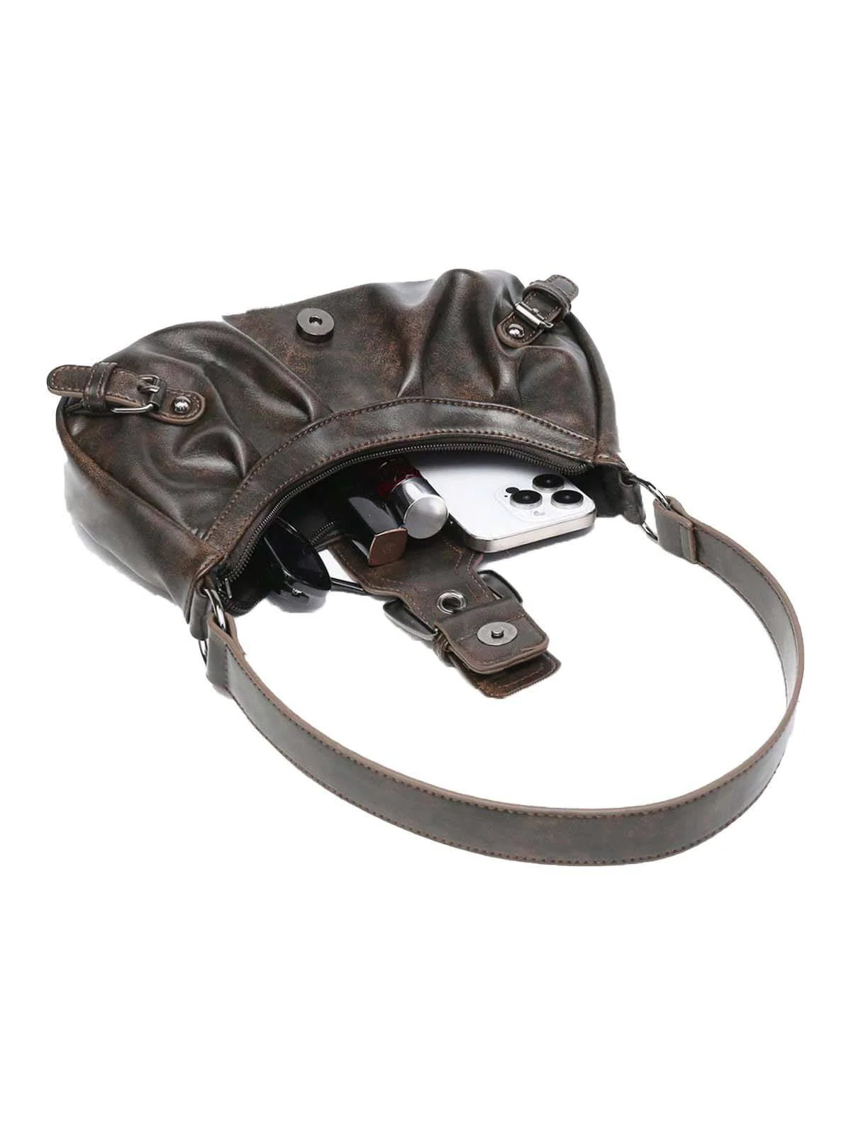 Vintage Leder Schnalle Design Schulter Tasche - Image 13