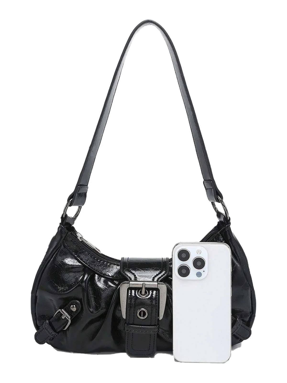 Vintage Leder Schnalle Design Schulter Tasche - Image 3