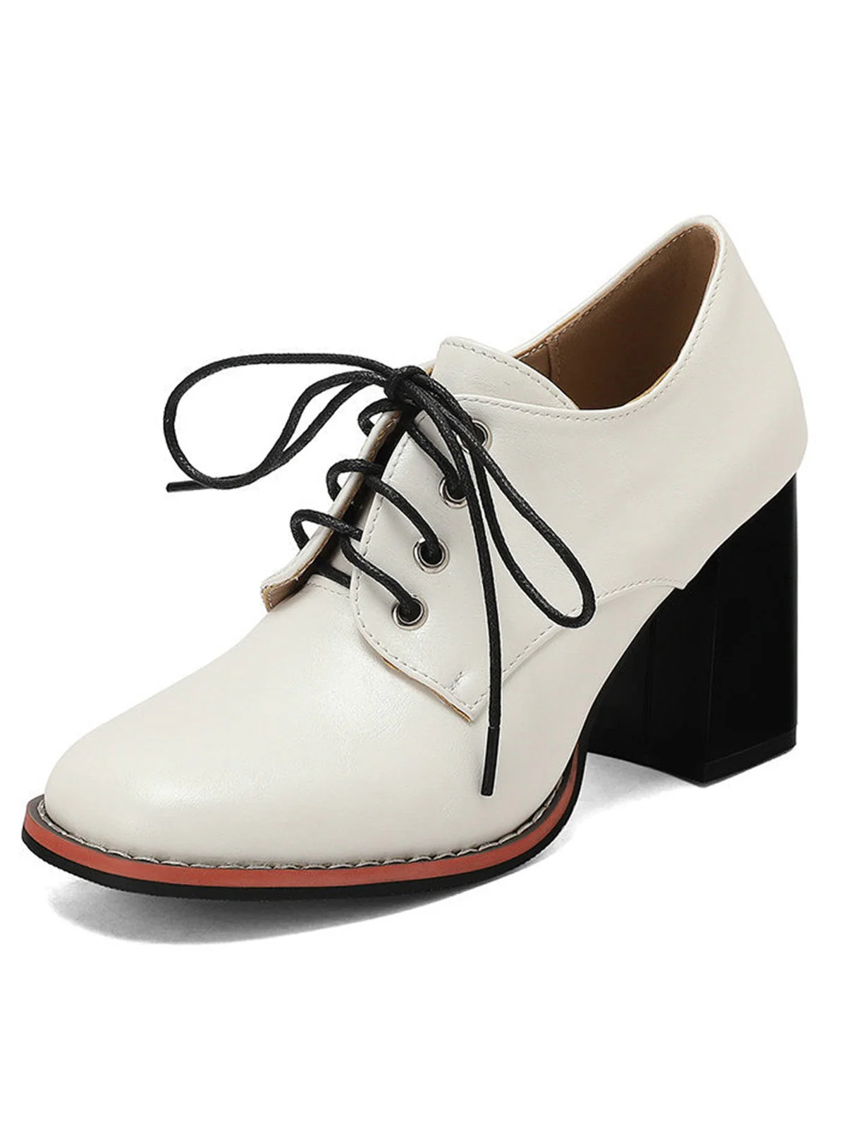 Vintage Leder Schnürung Blockabsatz Schuhe - Image 4