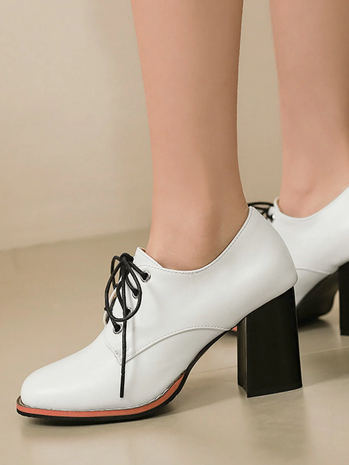 Vintage Leder Schnürung Blockabsatz Schuhe - Image 6