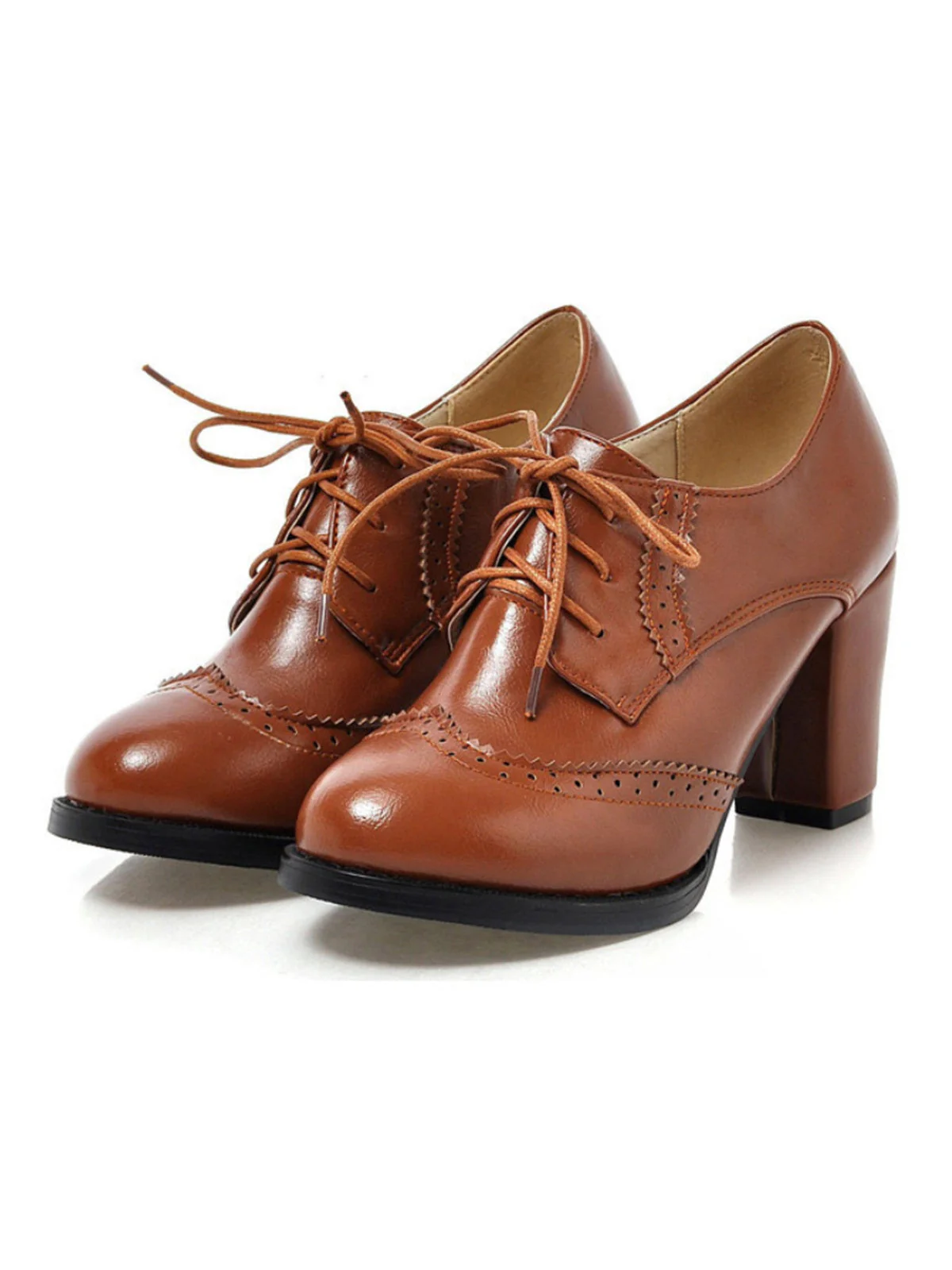 Vintage Leder Schnürung High Heels - Image 4