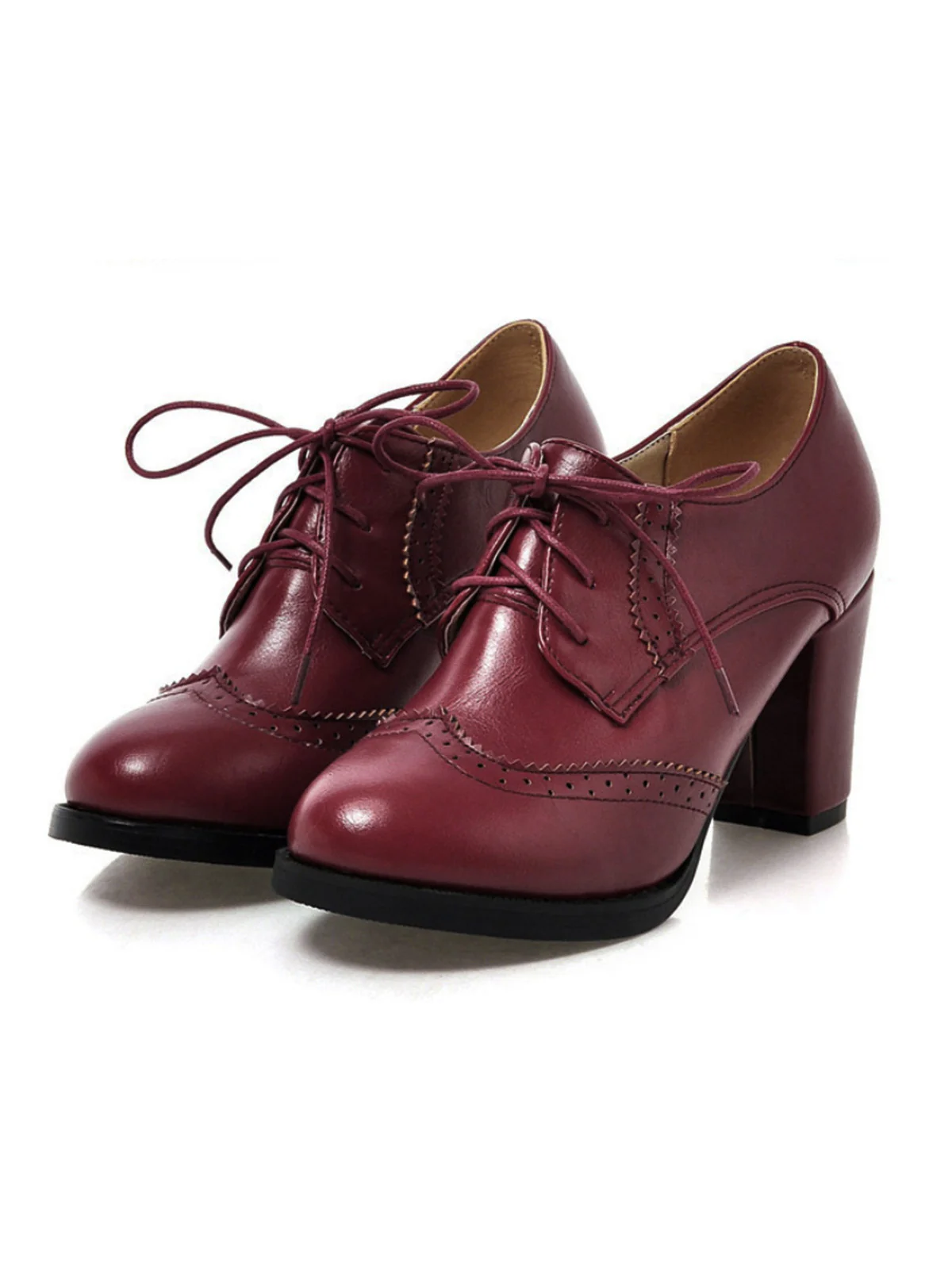Vintage Leder Schnürung High Heels - Image 5