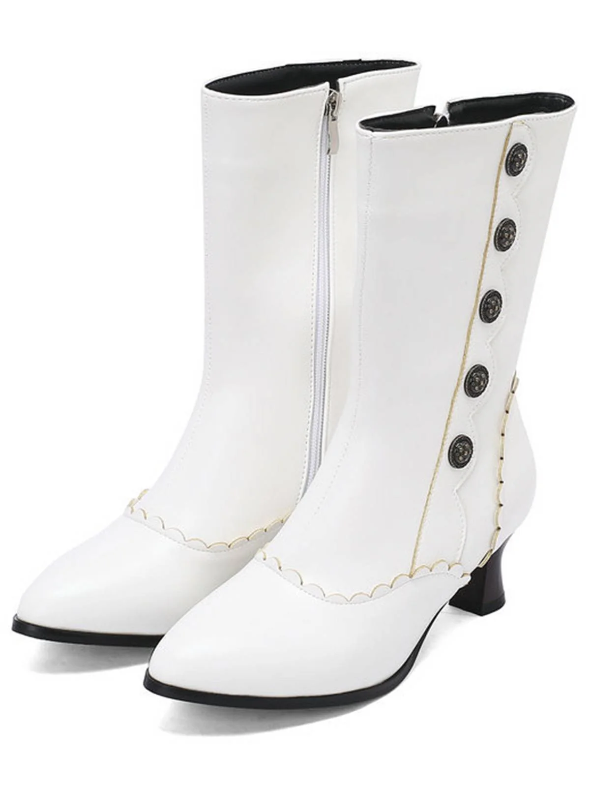 Vintage Leder Wildleder Taste Halbhoher Wade Stiefel - Image 11