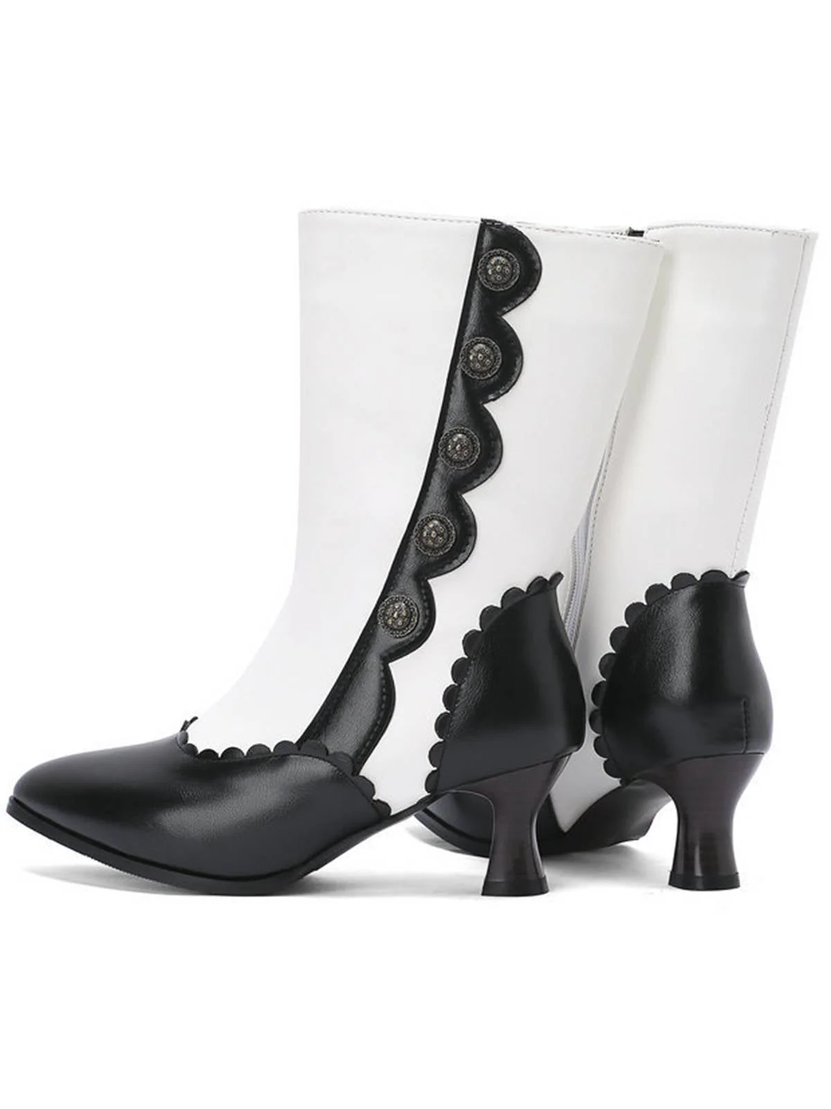 Vintage Leder Wildleder Taste Halbhoher Wade Stiefel - Image 3