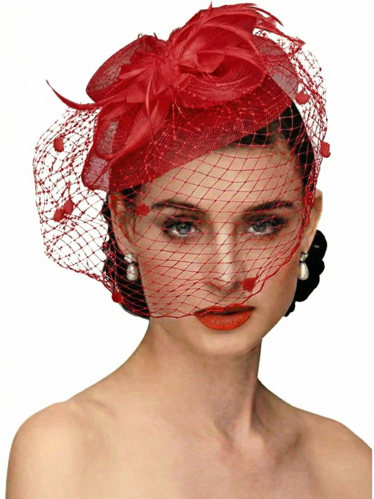 Vintage Netz Feder Bogen Haar Accessoires - Image 2