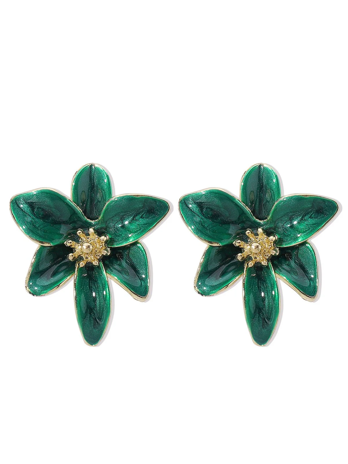 Vintage Ohrstecker mit Emaille und Lilien - Image 3