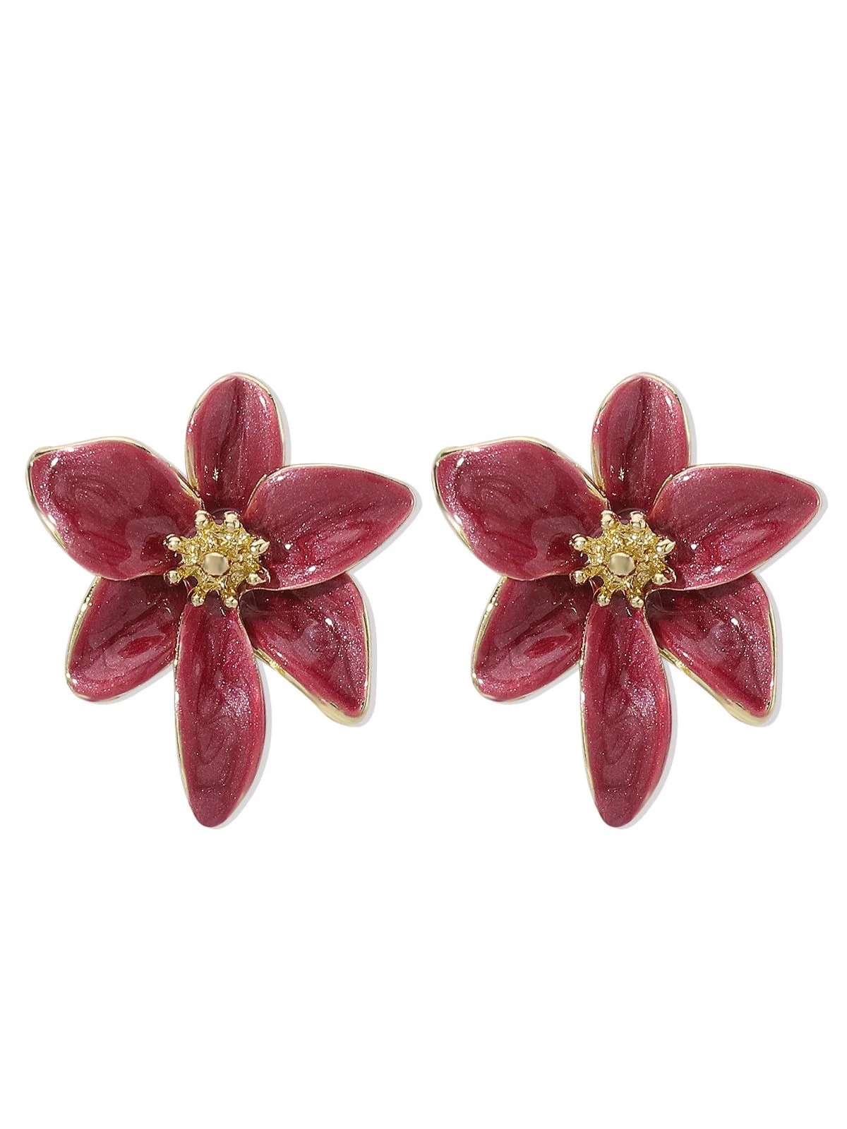 Vintage Ohrstecker mit Emaille und Lilien - Image 4