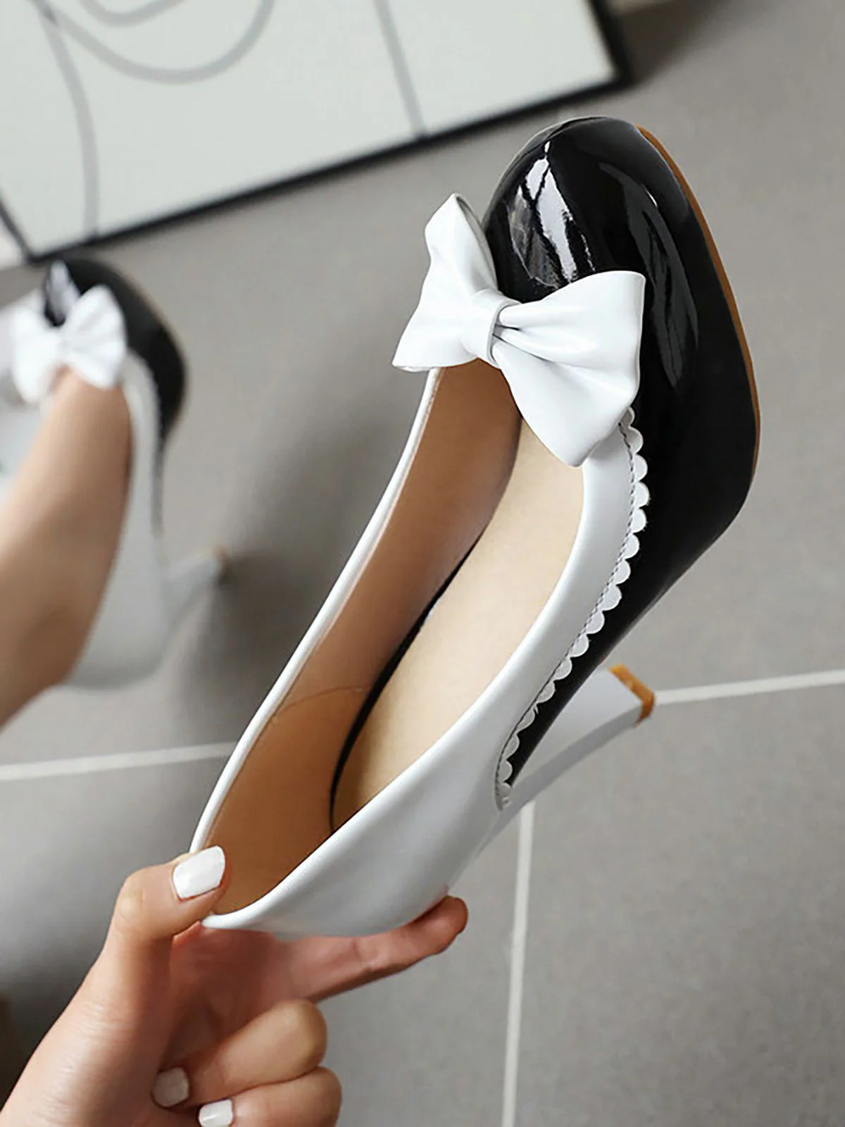 VINTAGE PATCHWORK BOW HOHE ABSATZ SCHUHE - Image 20