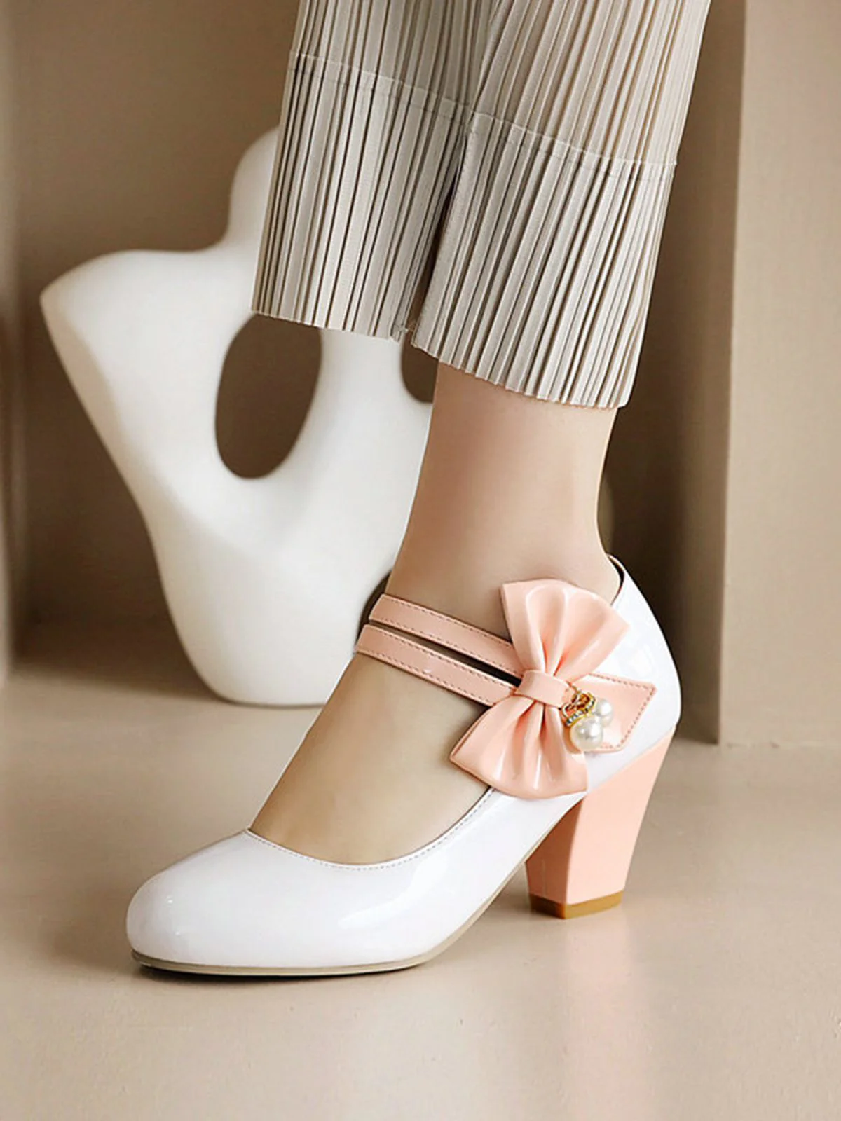 VINTAGE PATCHWORK BOW HOHE ABSATZ SCHUHE - Image 16