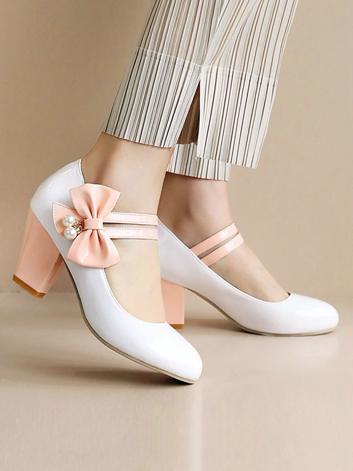VINTAGE PATCHWORK BOW HOHE ABSATZ SCHUHE - Image 17
