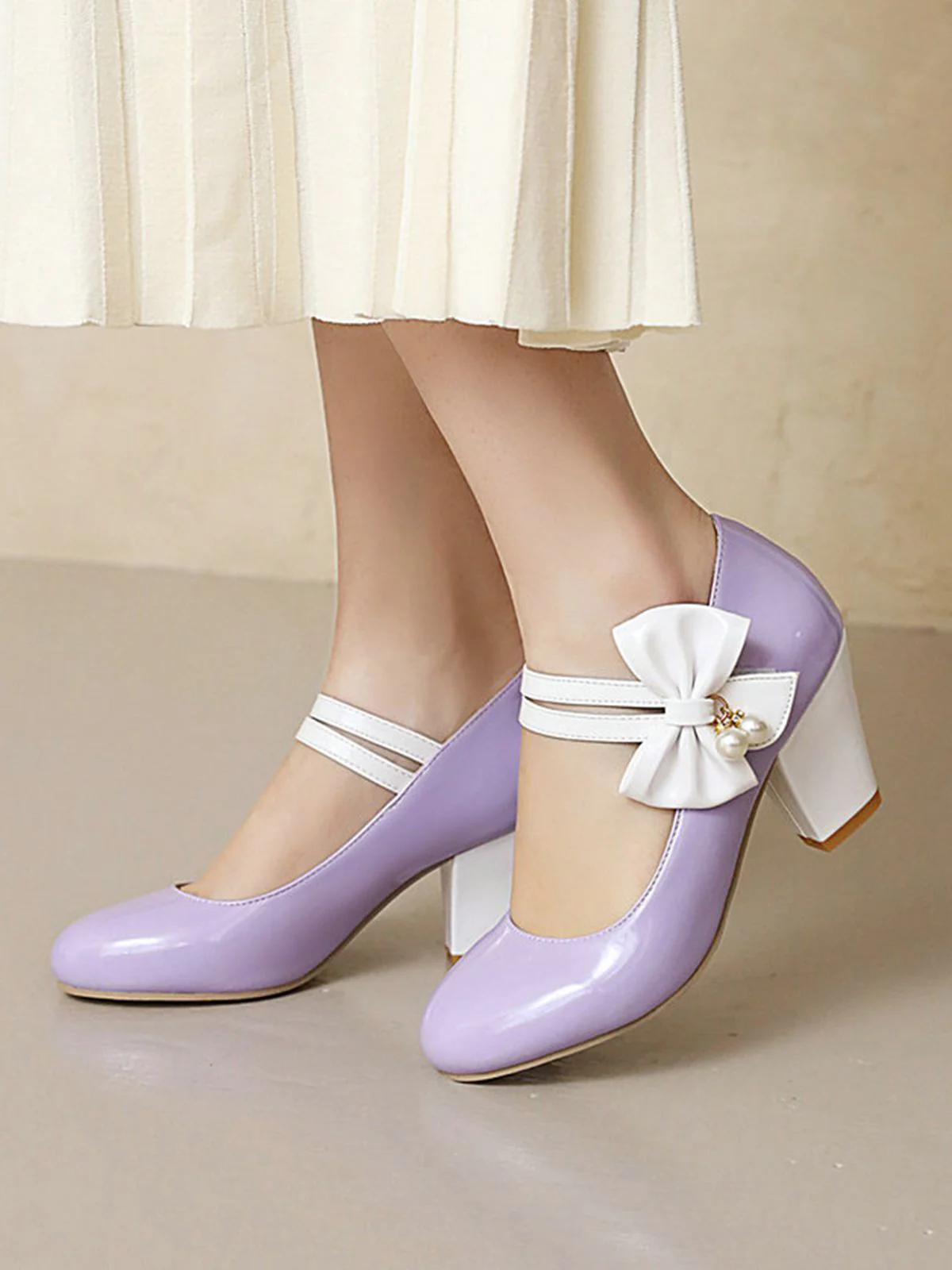 VINTAGE PATCHWORK BOW HOHE ABSATZ SCHUHE - Image 2