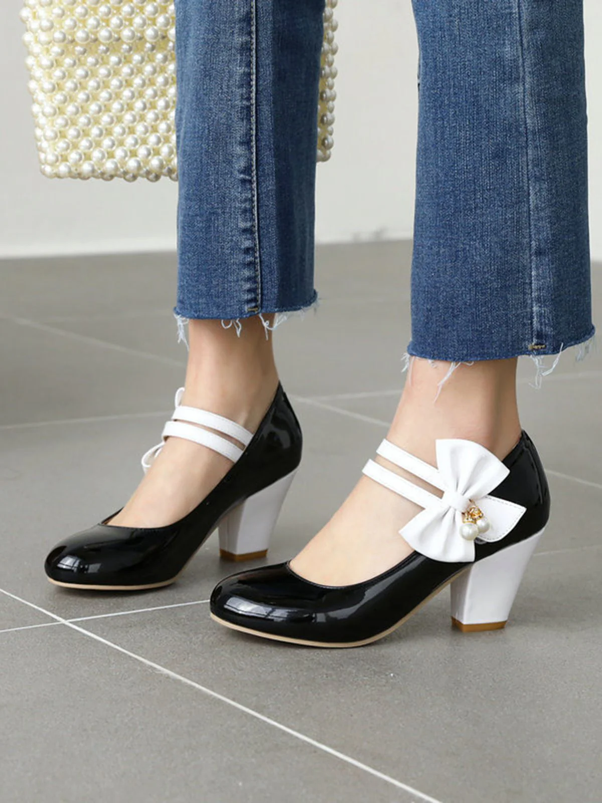 VINTAGE PATCHWORK BOW HOHE ABSATZ SCHUHE - Image 21