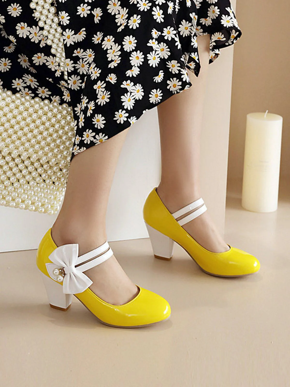 VINTAGE PATCHWORK BOW HOHE ABSATZ SCHUHE - Image 33