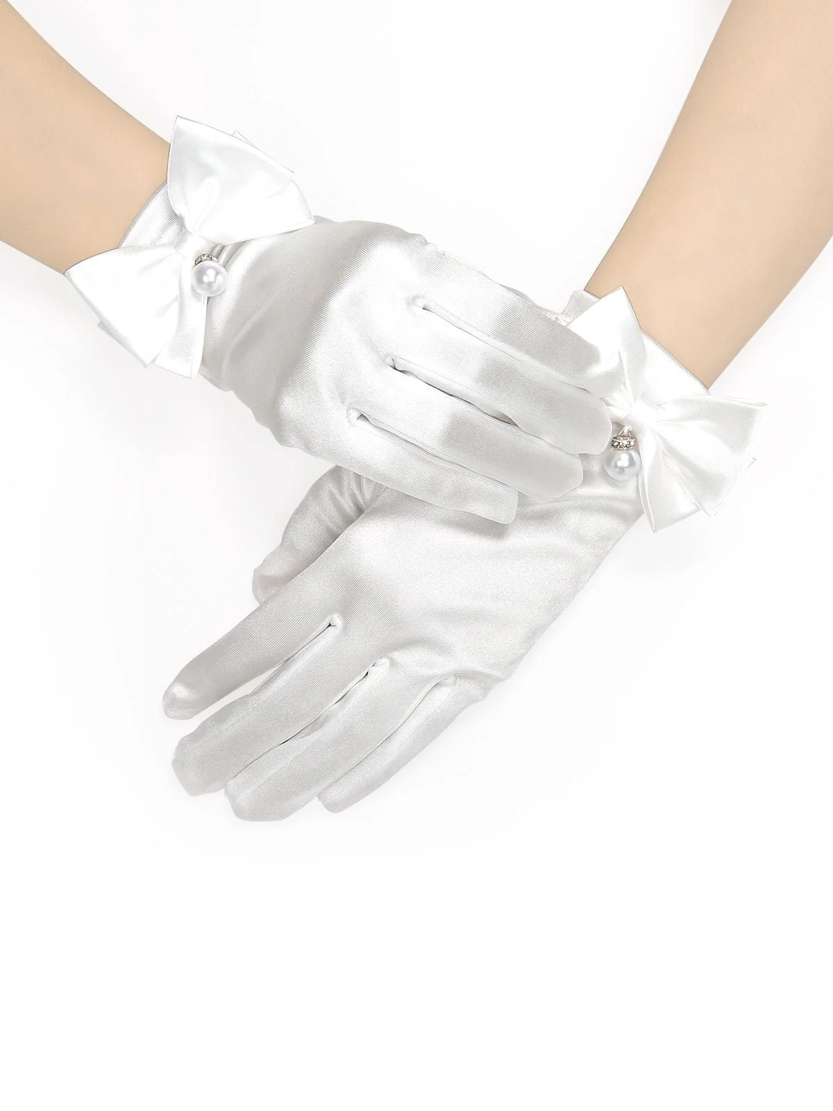 Vintage Perle Bogen Dekor Exquisite Handschuhe - Image 3