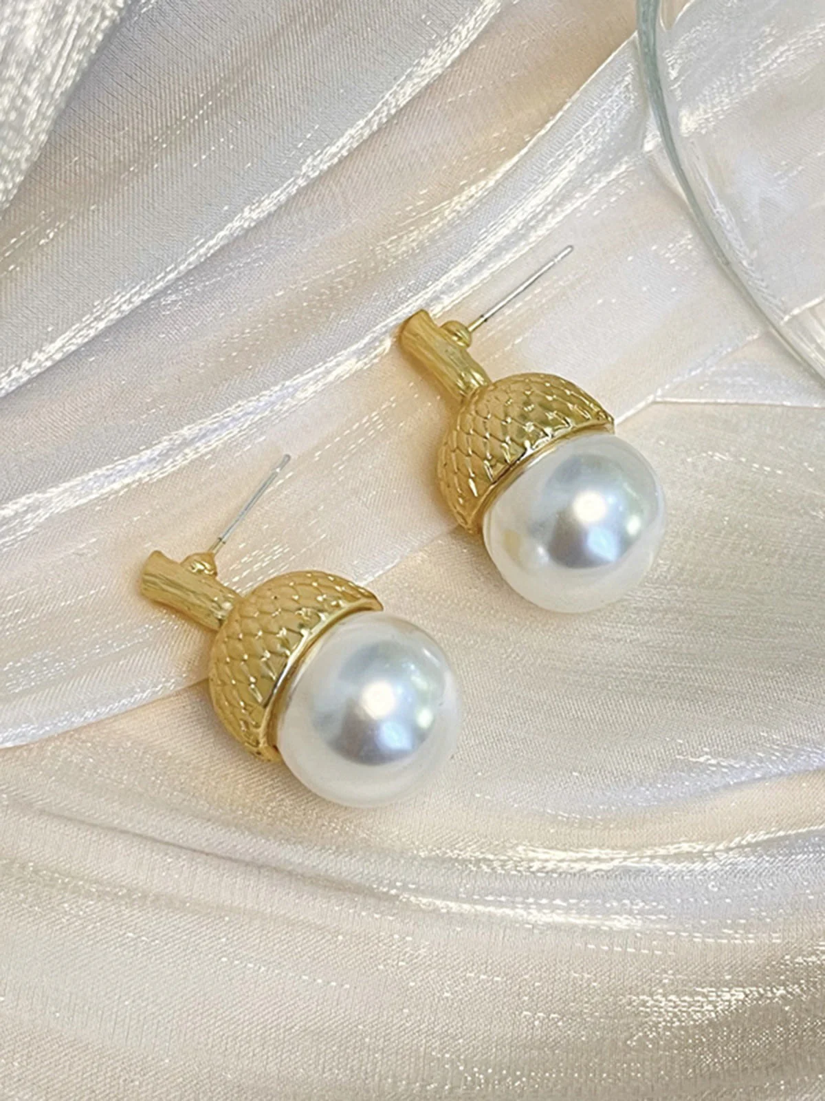 Vintage Perle Pinienzapfen Ohrstecker - Image 3