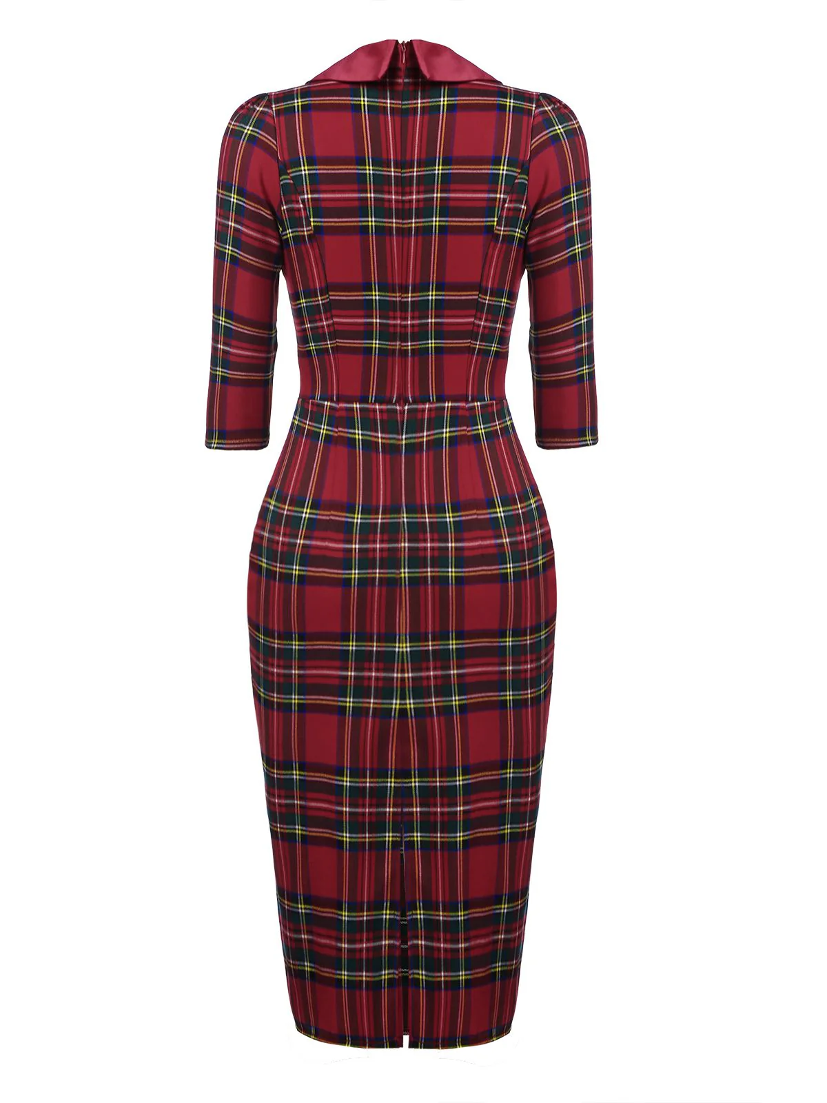 [CZ Lager] Rot 1960er Karos Figurbetont Kleid - Image 4