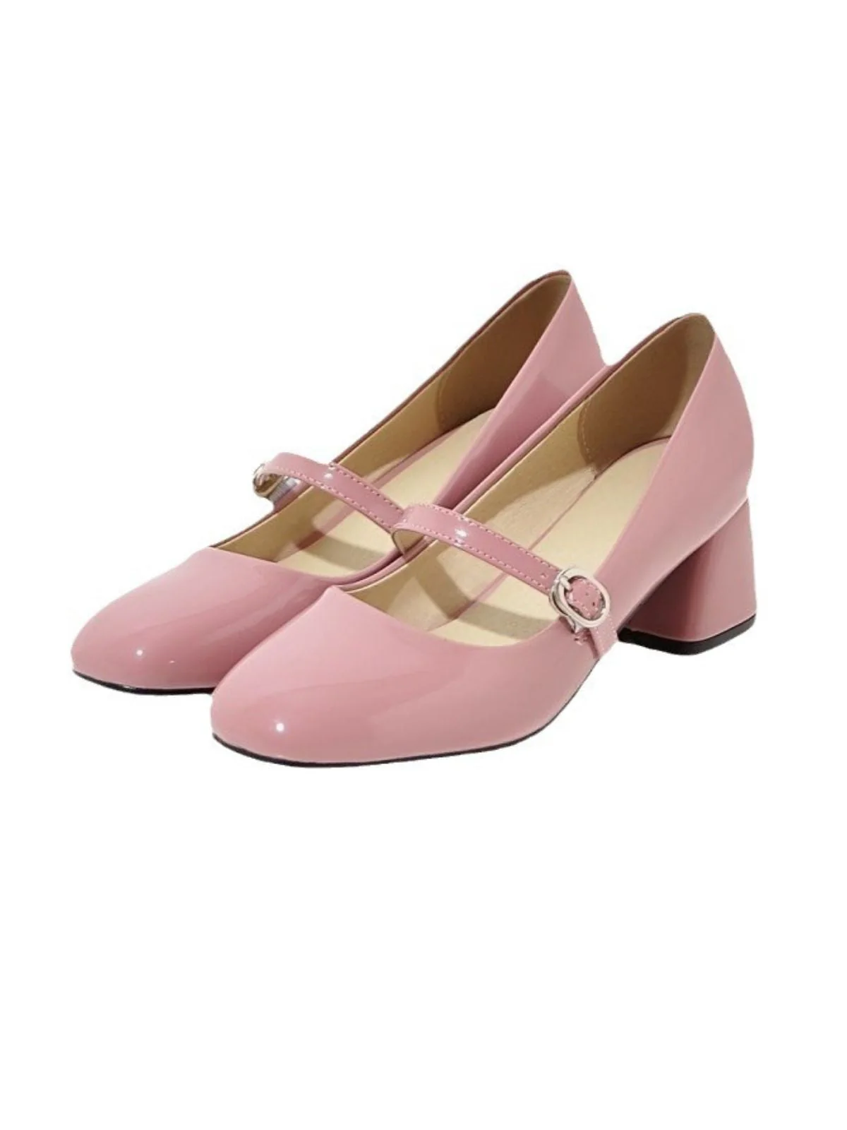Vintage PU Leder Quadratische Zehe High Heels - Image 3