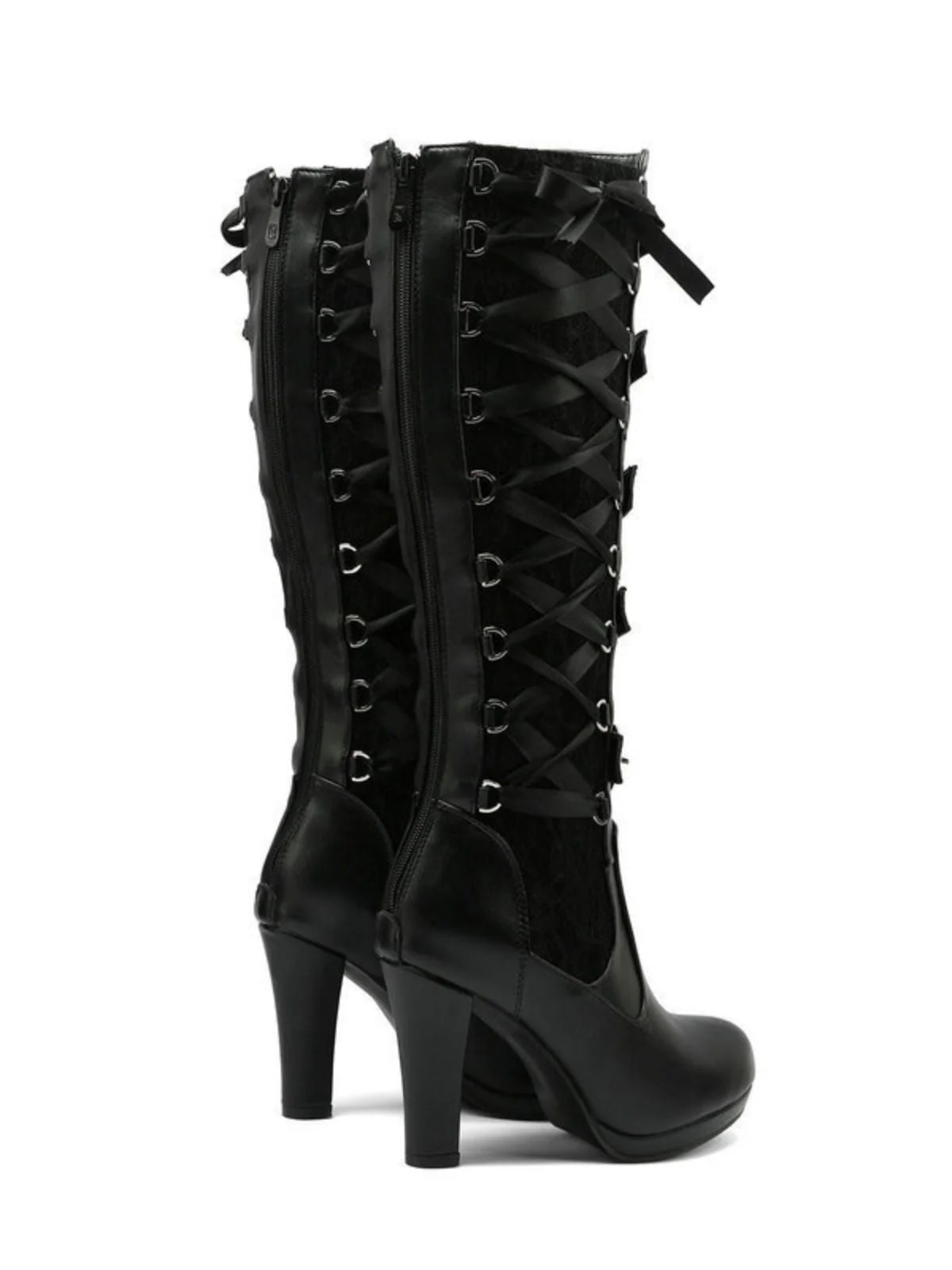 Vintage Punk Schnürung Spitze Hochabsatz Stiefel - Image 3