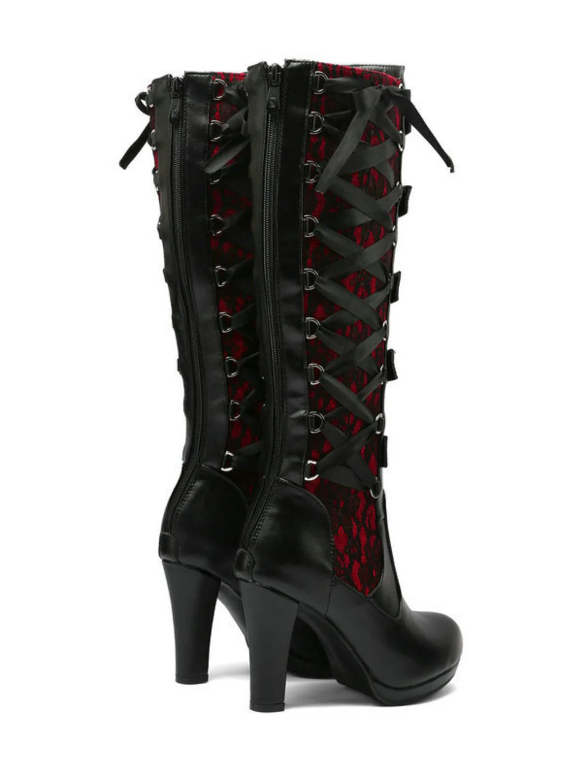 Vintage Punk Schnürung Spitze Hochabsatz Stiefel - Image 7