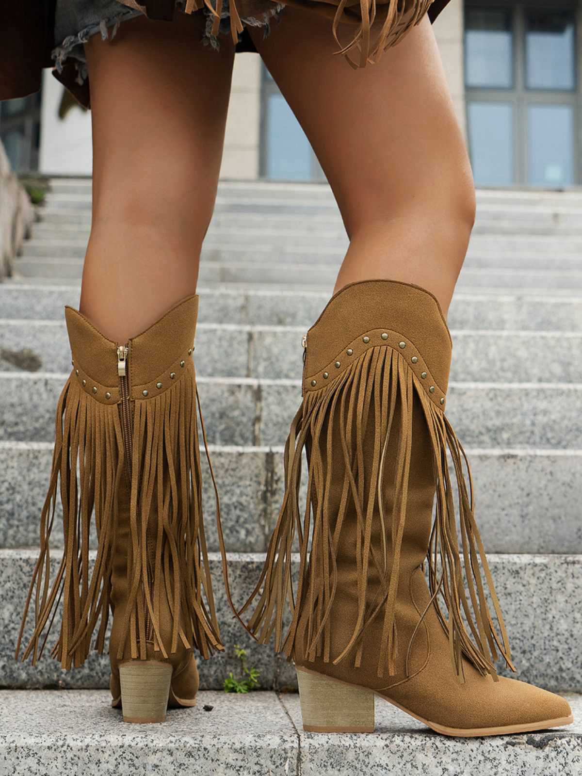 Vintage Quaste Klobig Hochhackige Stiefel - Image 15