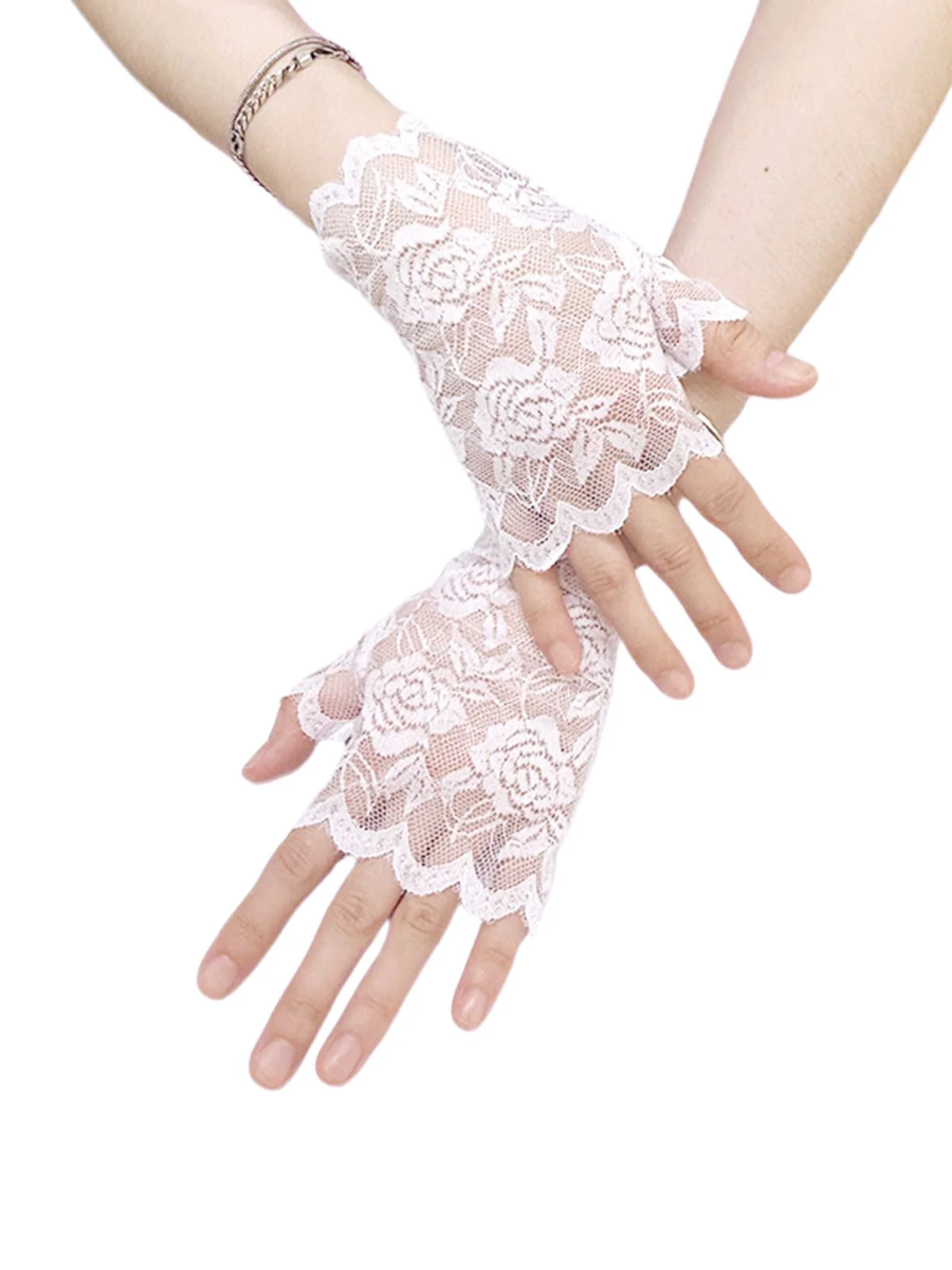 Vintage Rose Spitze Fingerlose Handschuhe - Image 4