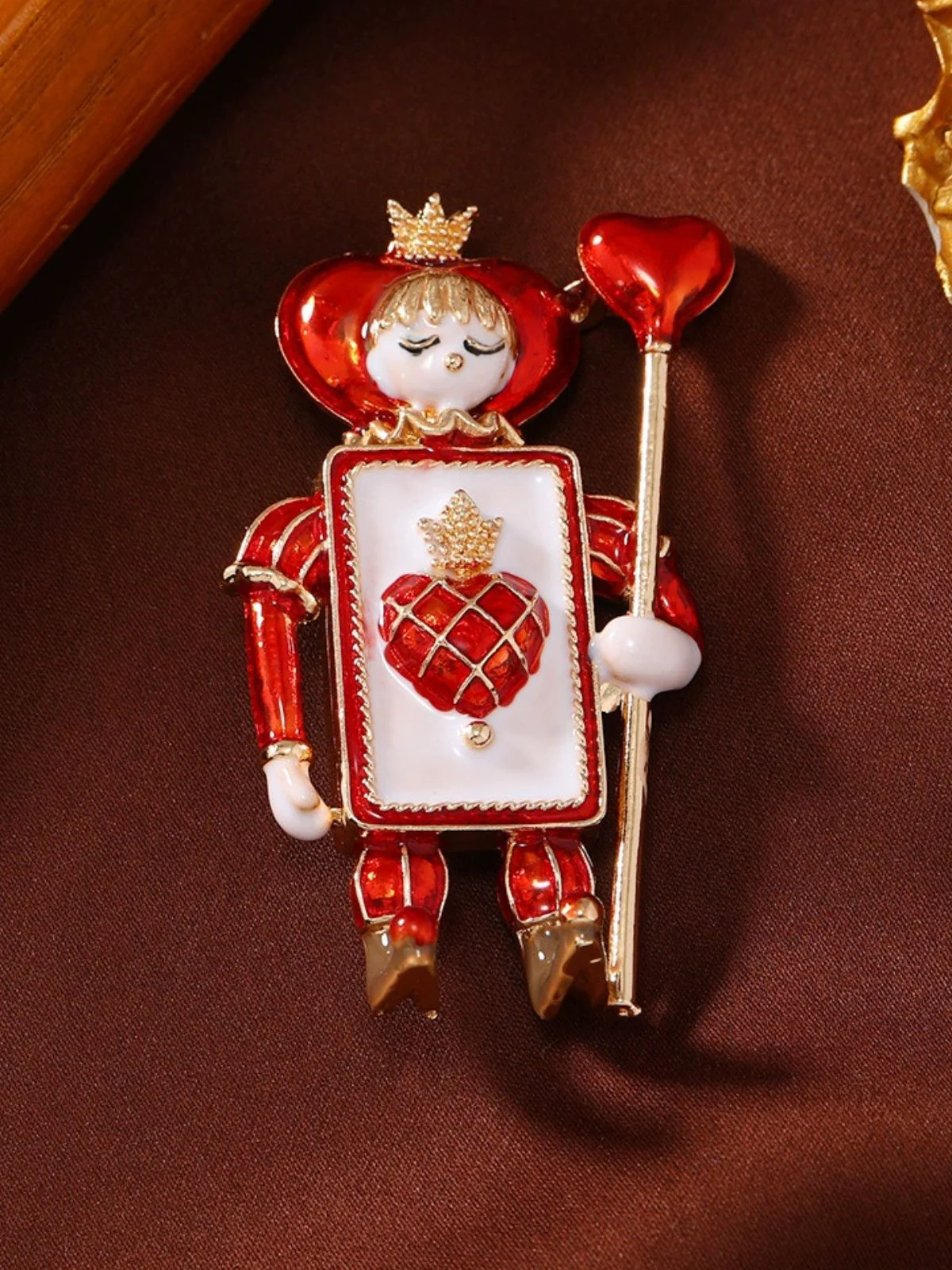Vintage Rot Herz Schwarz Spatensoldat Weihnachten Brosche - Image 3