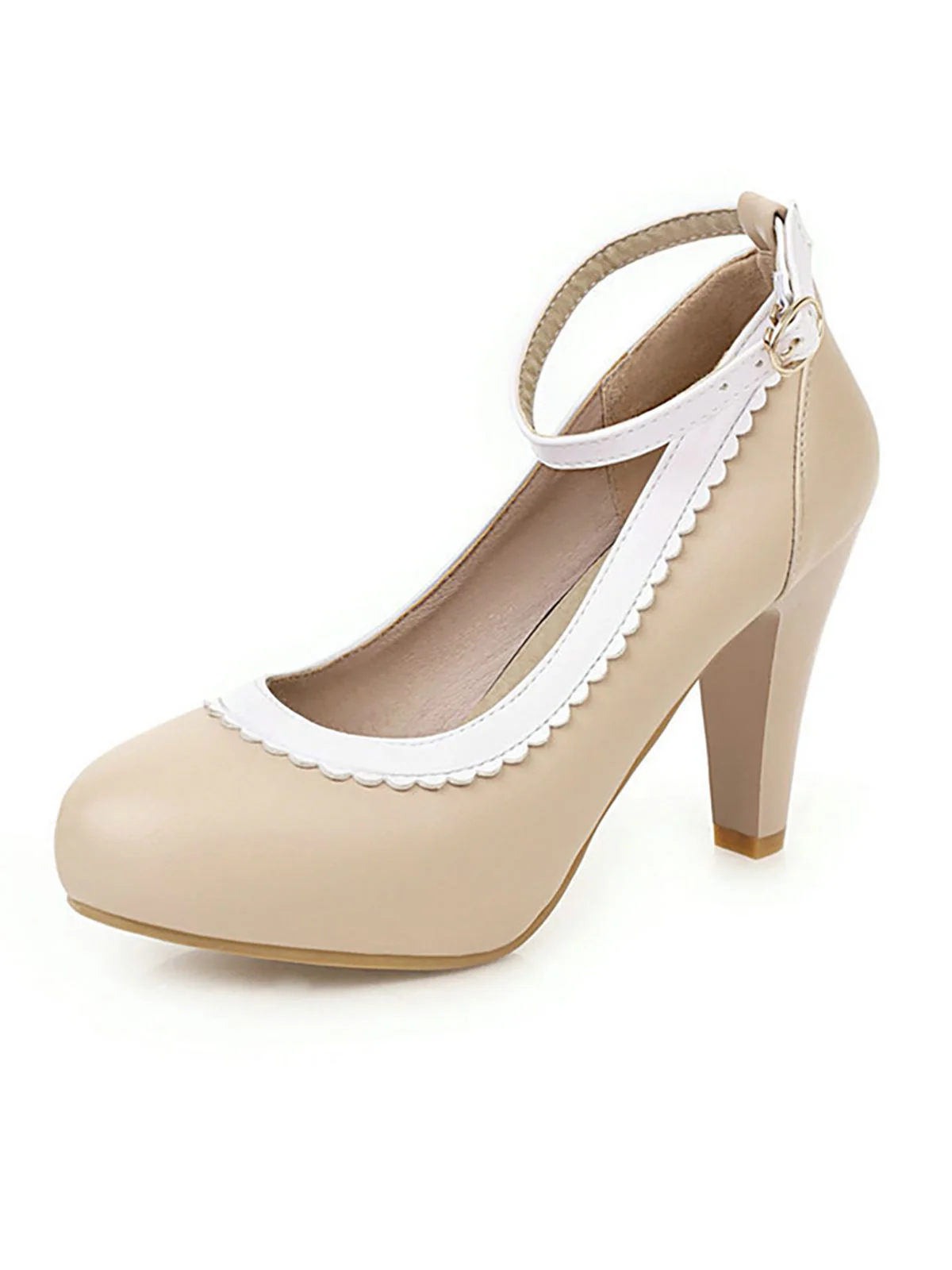 Aprikose VINTAGE ROUND HOHE ABSATZ SCHUHE - Image 11
