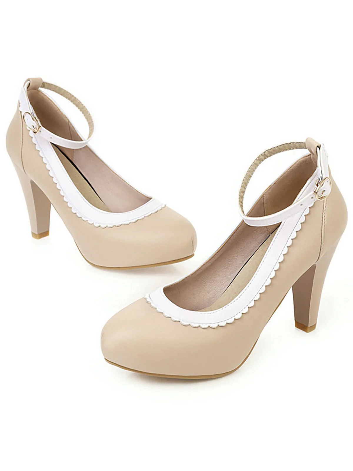 Aprikose VINTAGE ROUND HOHE ABSATZ SCHUHE - Image 12
