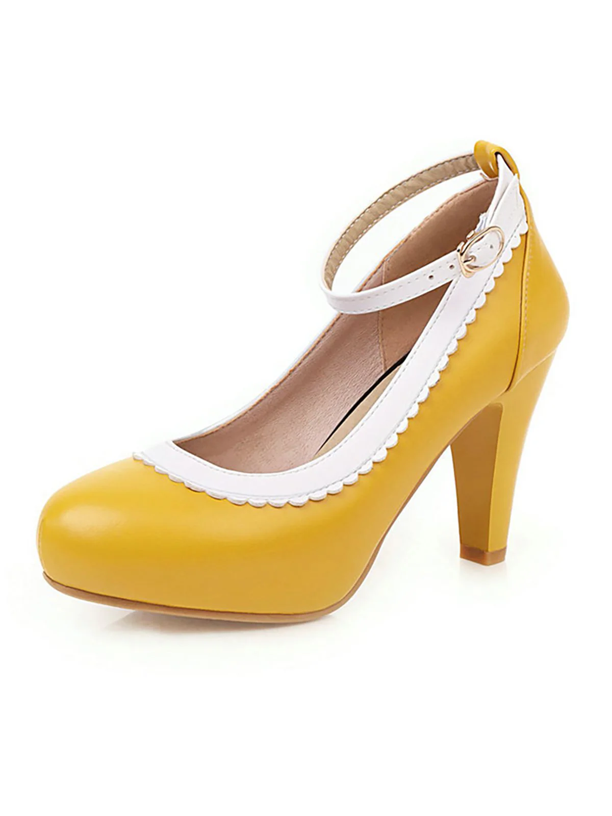 Aprikose VINTAGE ROUND HOHE ABSATZ SCHUHE - Image 16