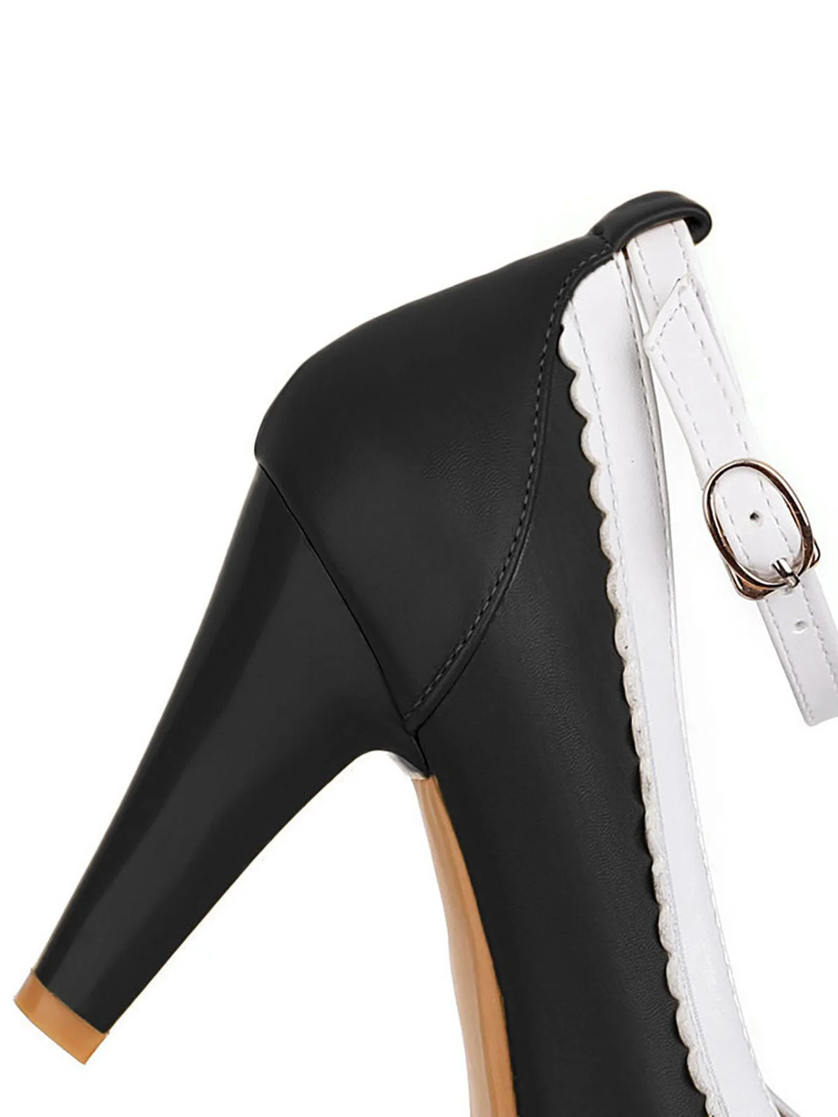 Dunkelgelb VINTAGE ROUND HOHE ABSATZ SCHUHE - Image 9