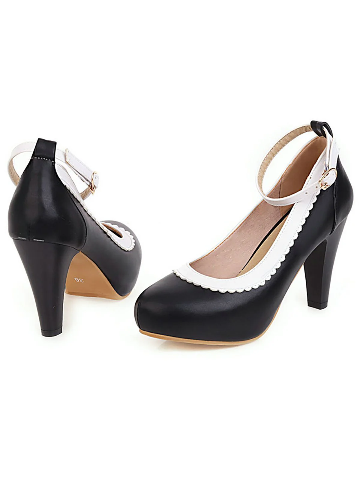 Aprikose VINTAGE ROUND HOHE ABSATZ SCHUHE - Image 6