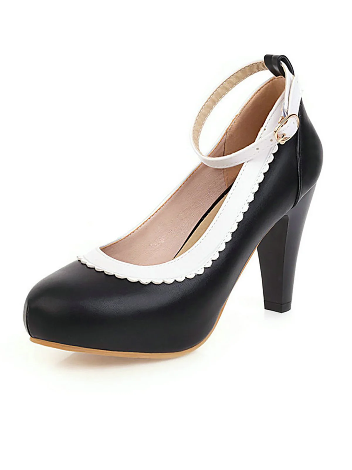 Aprikose VINTAGE ROUND HOHE ABSATZ SCHUHE - Image 7