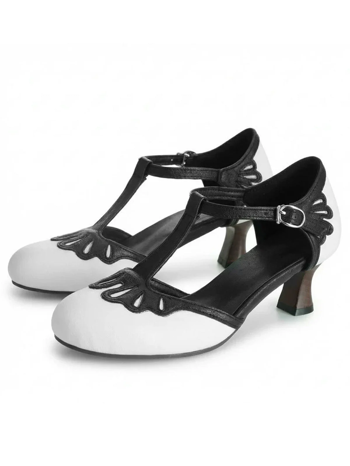 Vintage Rund T-Steg Blockabsatz Absatzschuhe - Image 10