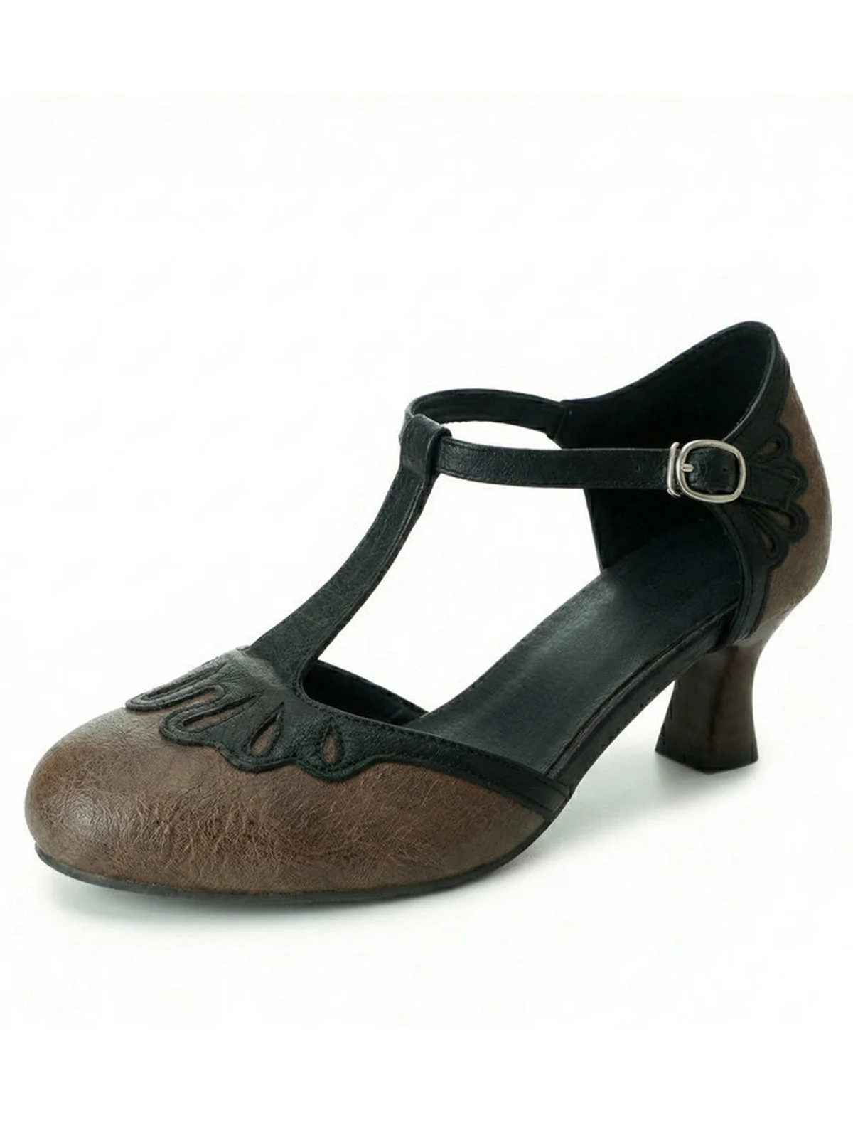 Vintage Rund T-Steg Blockabsatz Absatzschuhe - Image 5