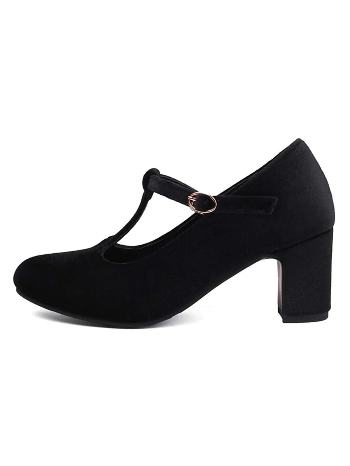 Vintage Samt T-Träger Klobigem Absatz Schuhe - Image 10