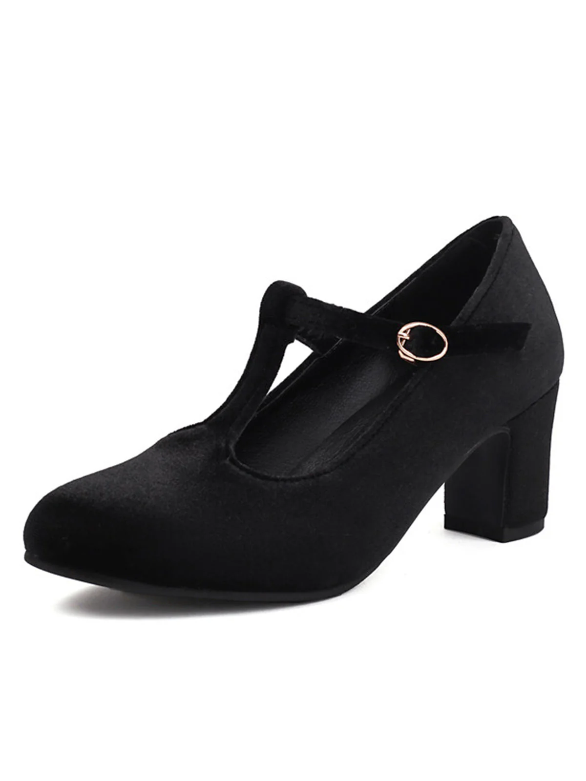 Vintage Samt T-Träger Klobigem Absatz Schuhe - Image 11