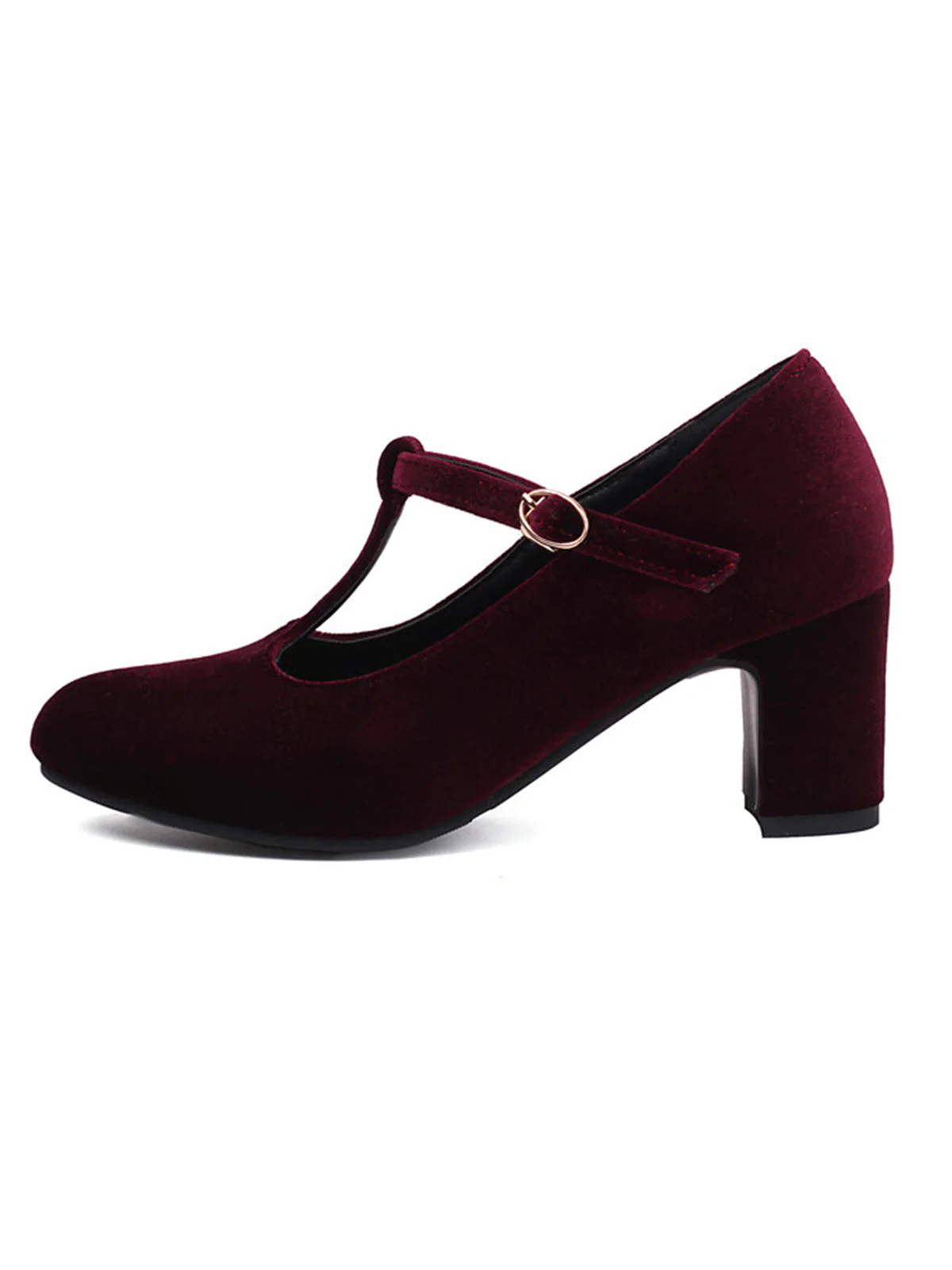 Vintage Samt T-Träger Klobigem Absatz Schuhe - Image 2
