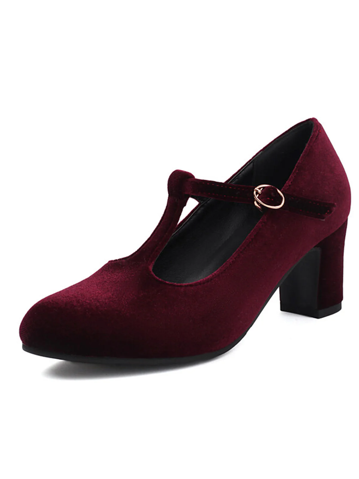 Vintage Samt T-Träger Klobigem Absatz Schuhe - Image 3