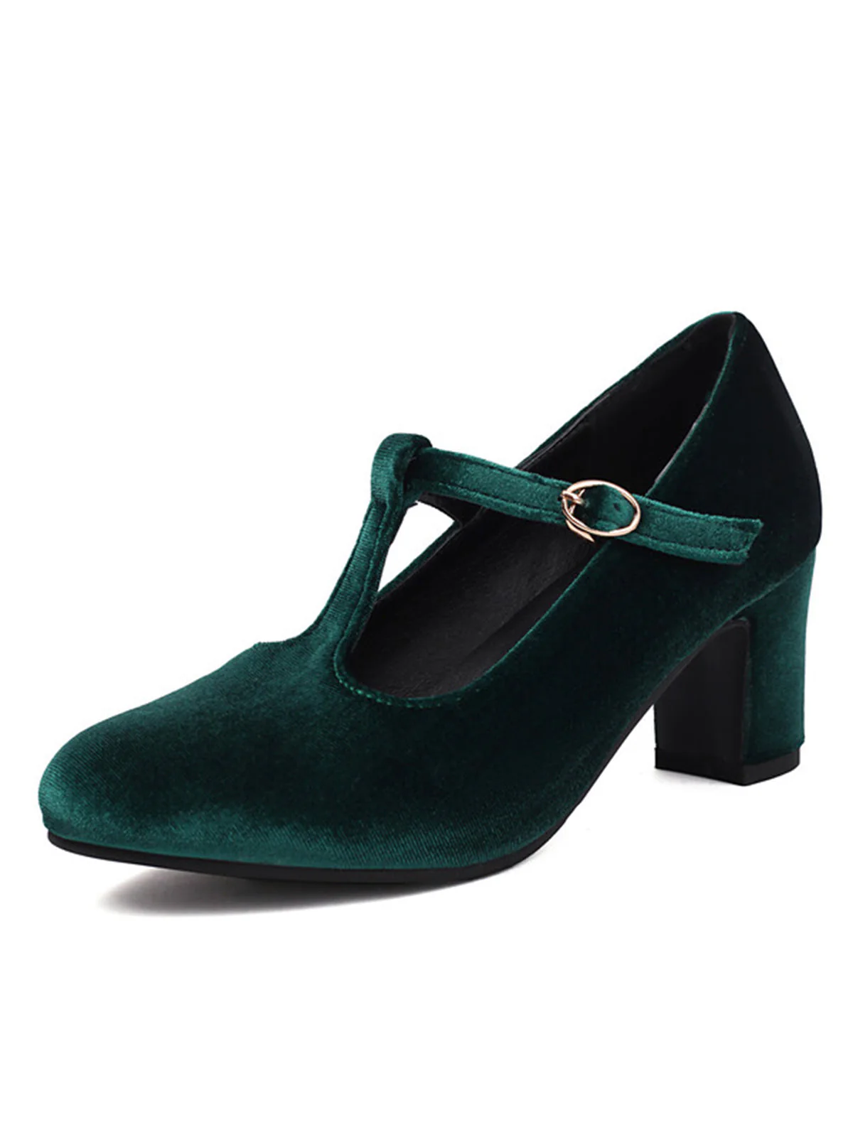 Vintage Samt T-Träger Klobigem Absatz Schuhe - Image 7