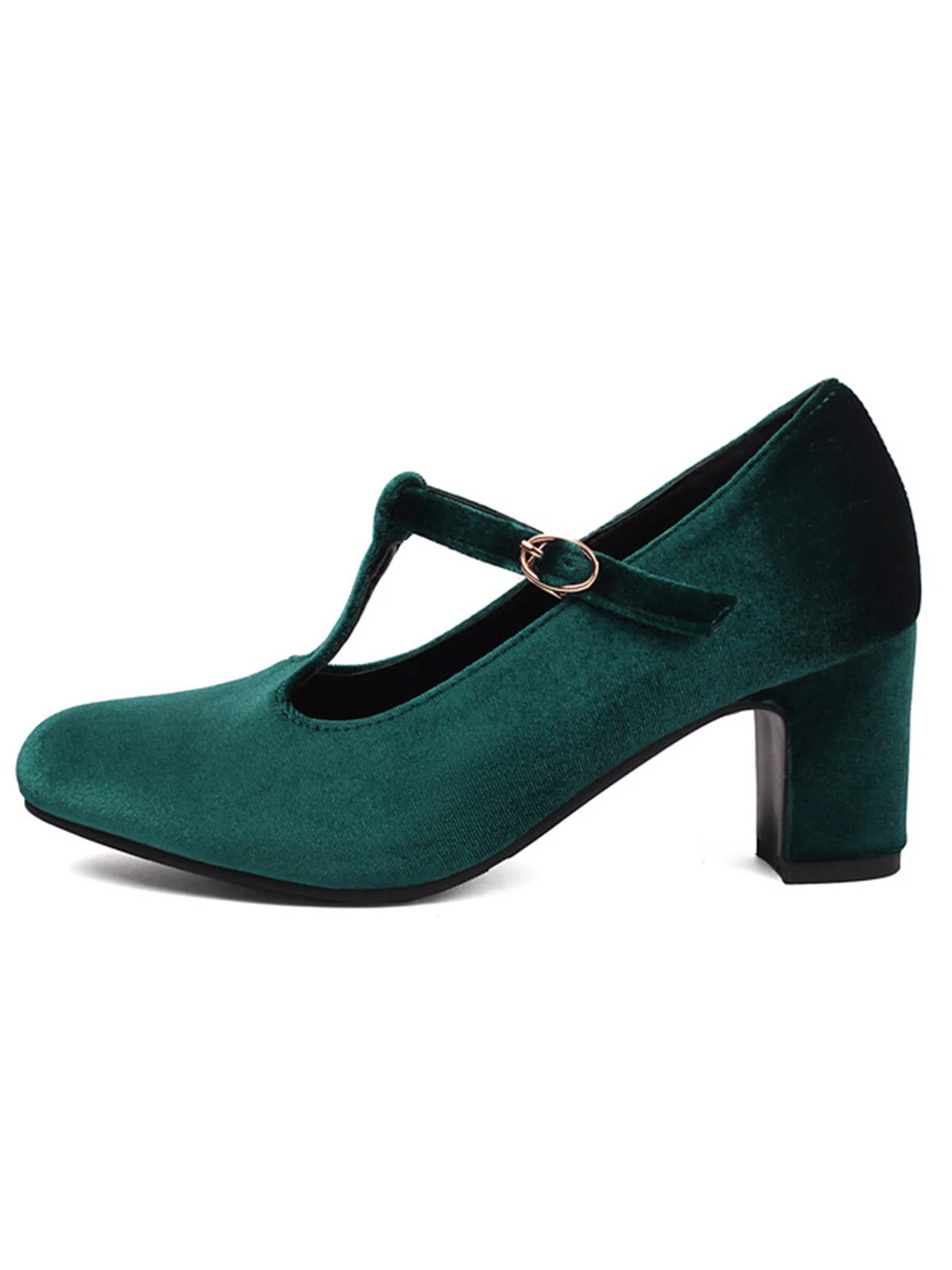 Vintage Samt T-Träger Klobigem Absatz Schuhe - Image 8