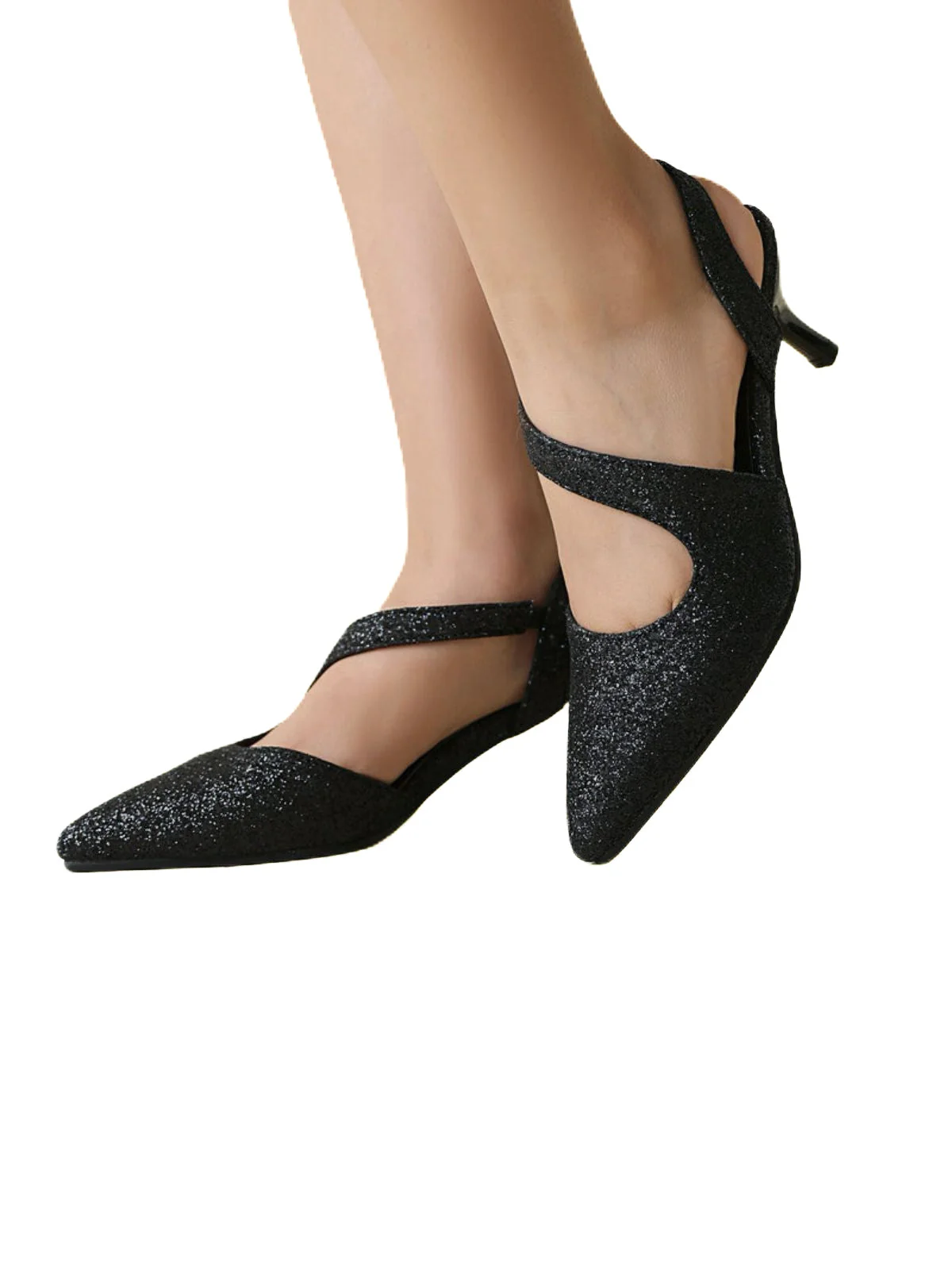 Vintage Schimmer Spitze Zehe Kitten Absatz Büro Schuhe - Image 2
