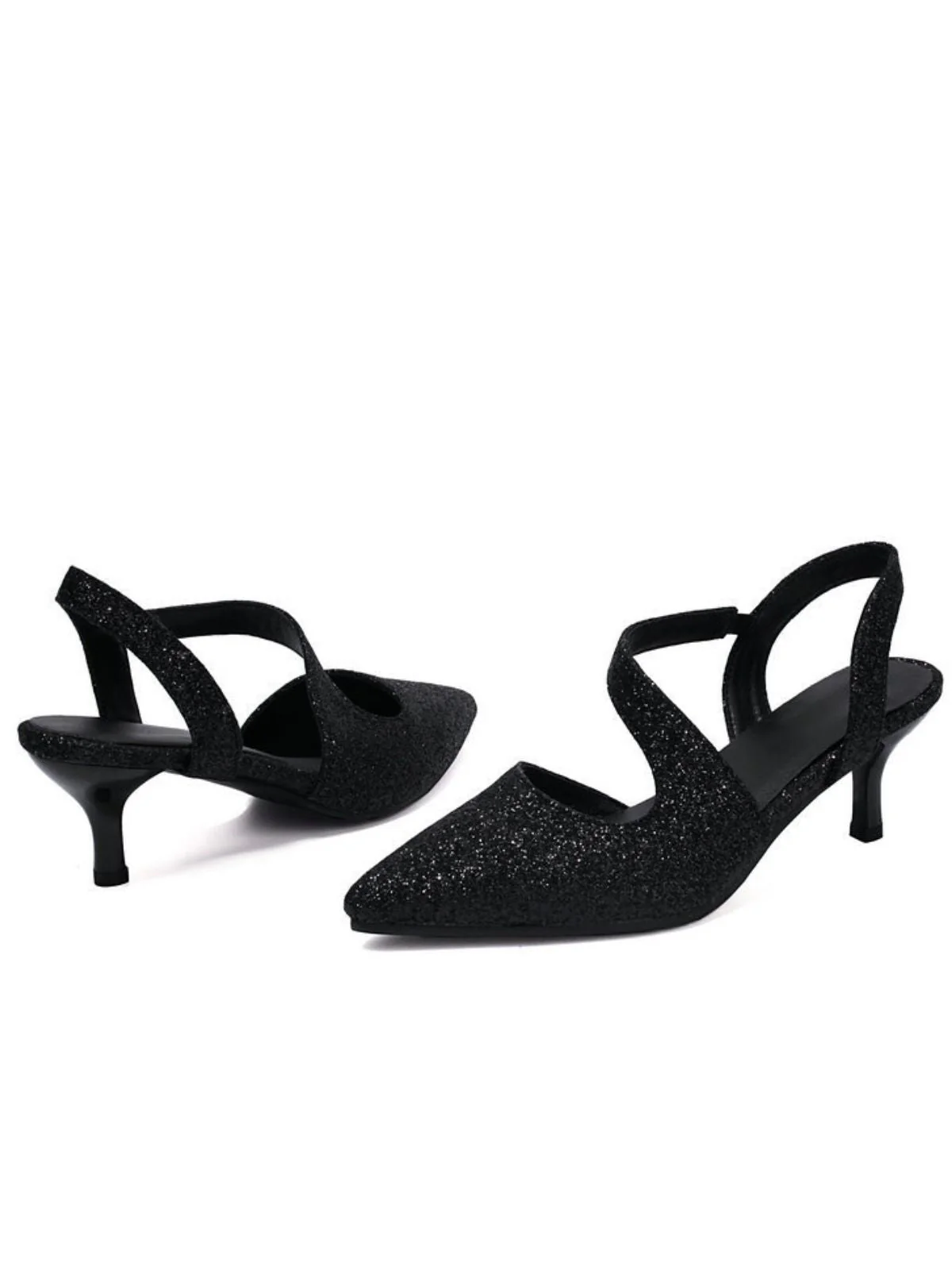 Vintage Schimmer Spitze Zehe Kitten Absatz Büro Schuhe - Image 3