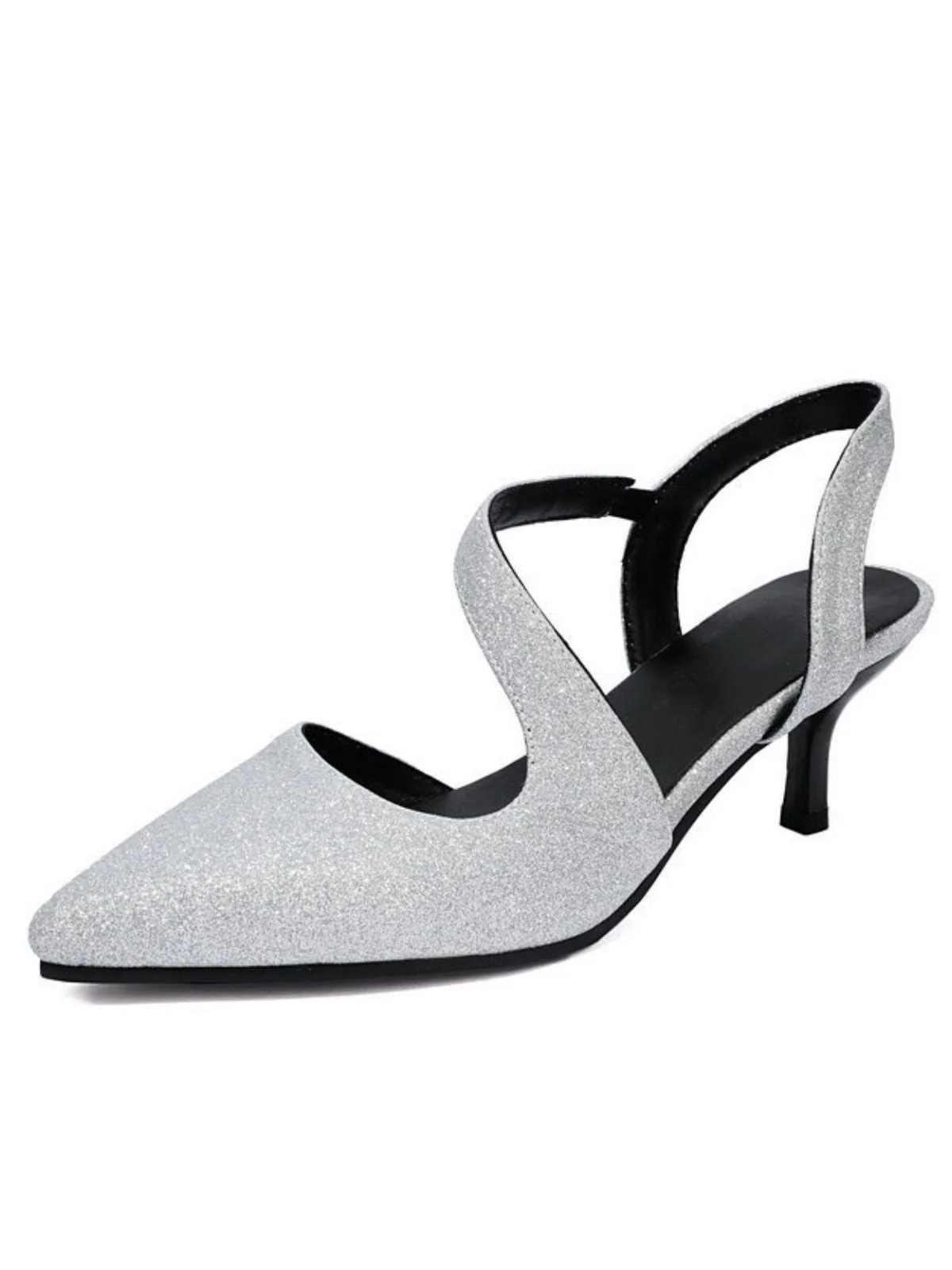 Vintage Schimmer Spitze Zehe Kitten Absatz Büro Schuhe - Image 4