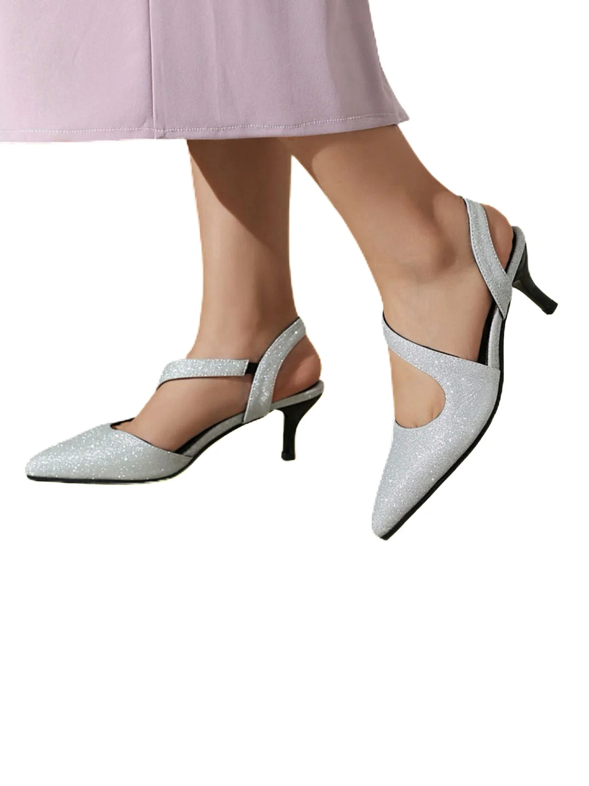 Vintage Schimmer Spitze Zehe Kitten Absatz Büro Schuhe - Image 5