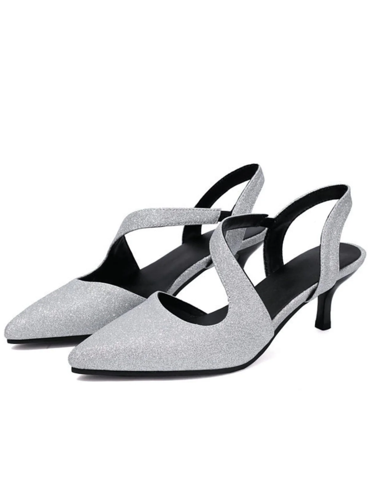 Vintage Schimmer Spitze Zehe Kitten Absatz Büro Schuhe - Image 6